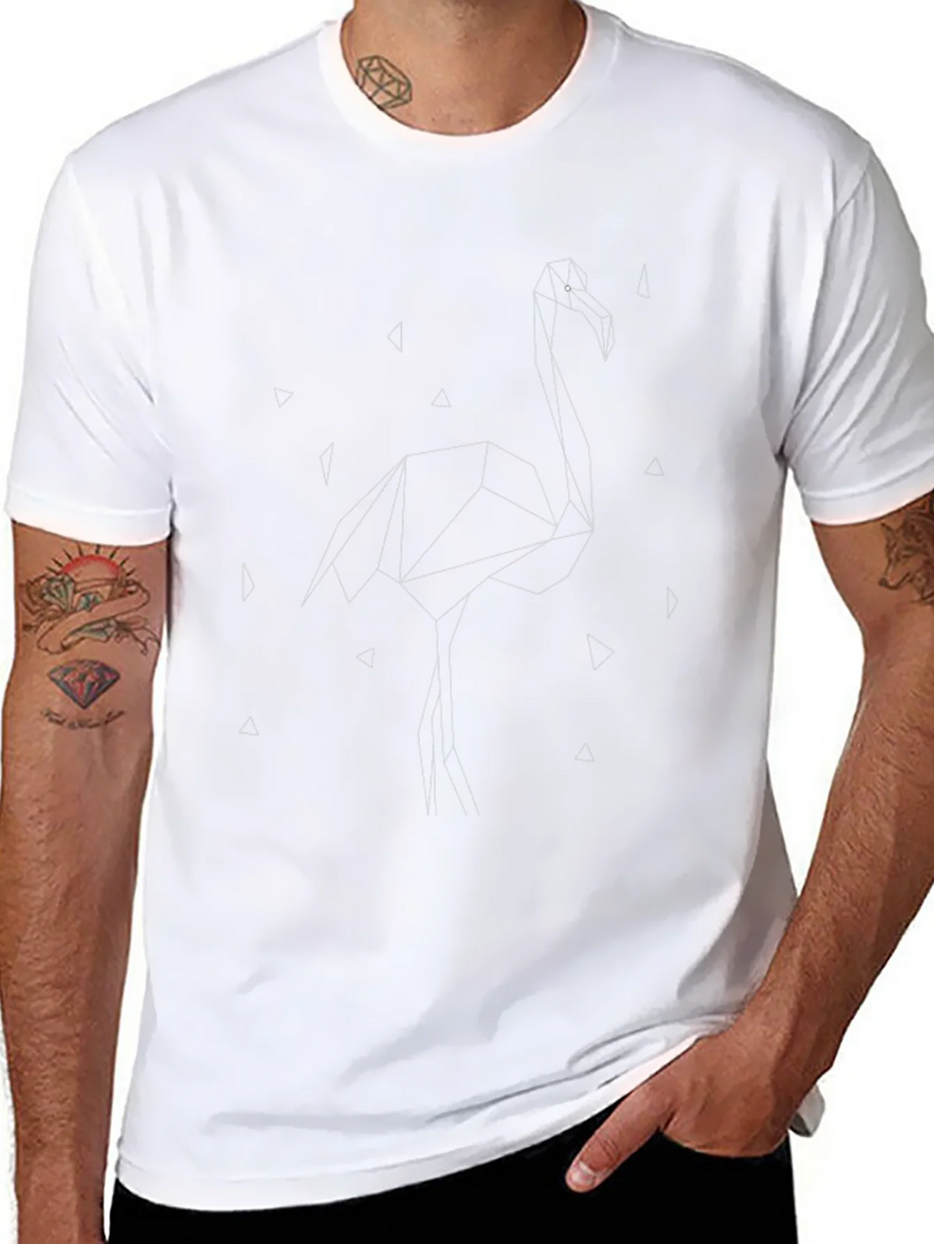Geometric Flamingo Black T-Shirt product image 7