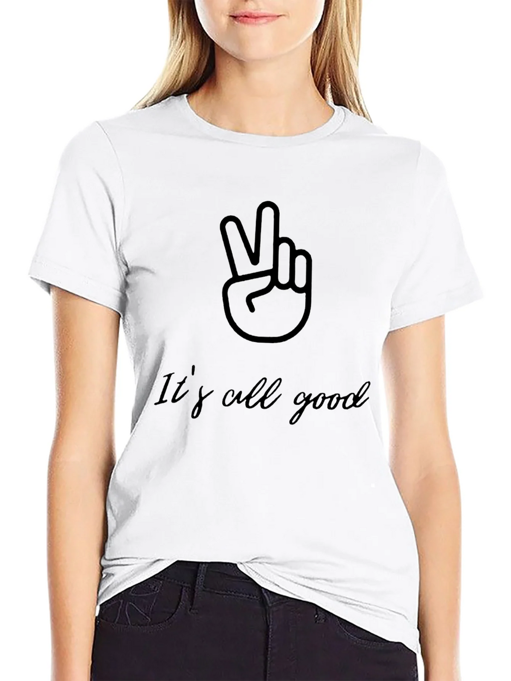 Its All Good Mens Black T-Shirt Peace Sign product image 8