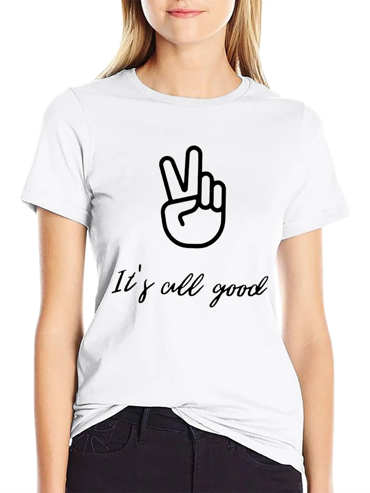 Its All Good Mens Black T-Shirt Peace Sign product image 8
