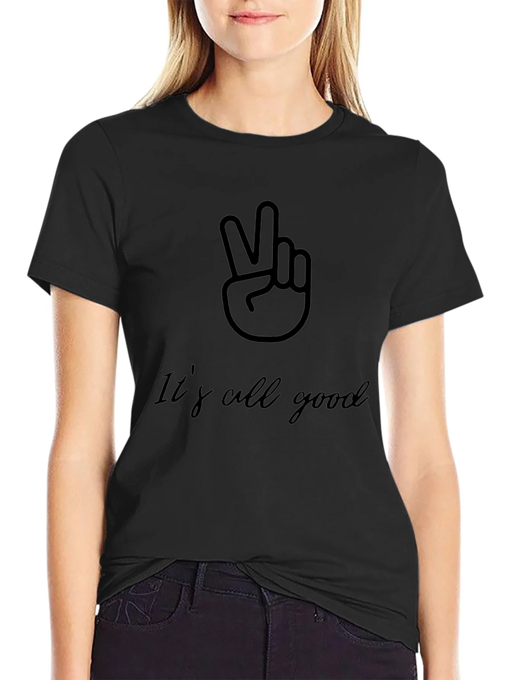Its All Good Mens Black T-Shirt Peace Sign product image 2
