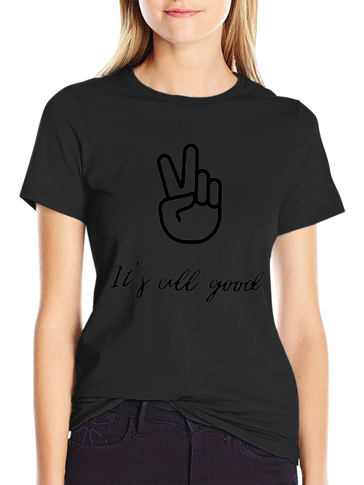 Its All Good Mens Black T-Shirt Peace Sign product image 2