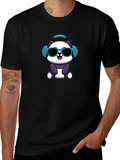 Cool Panda Graphic Tee - Black Cotton T-Shirt product image 1