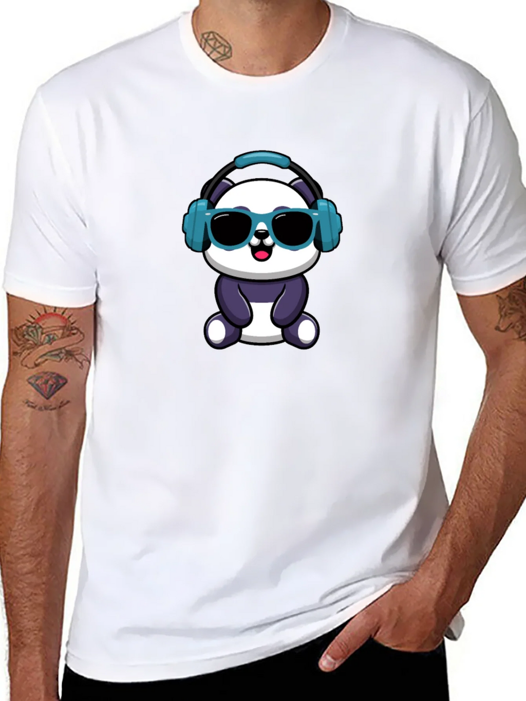 Cool Panda Graphic Tee - Black Cotton T-Shirt product image 7