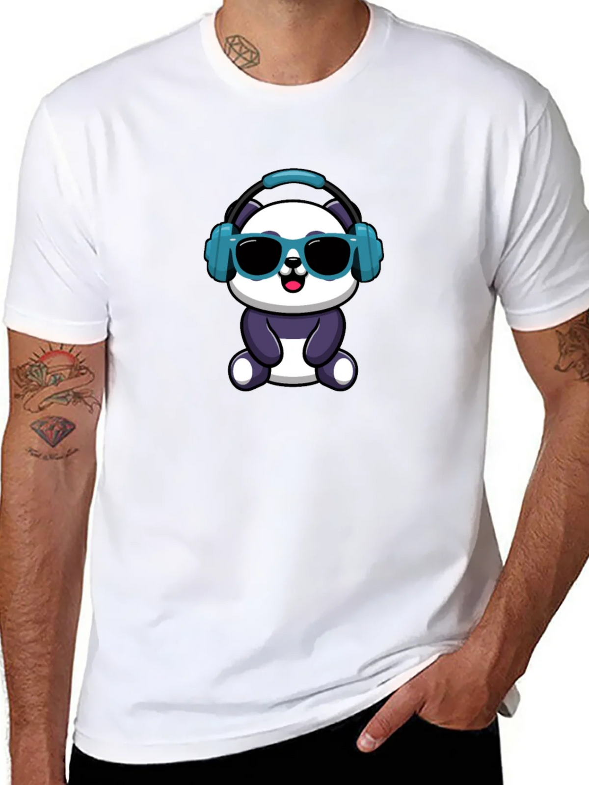 Cool Panda Graphic Tee - Black Cotton T-Shirt product image 7