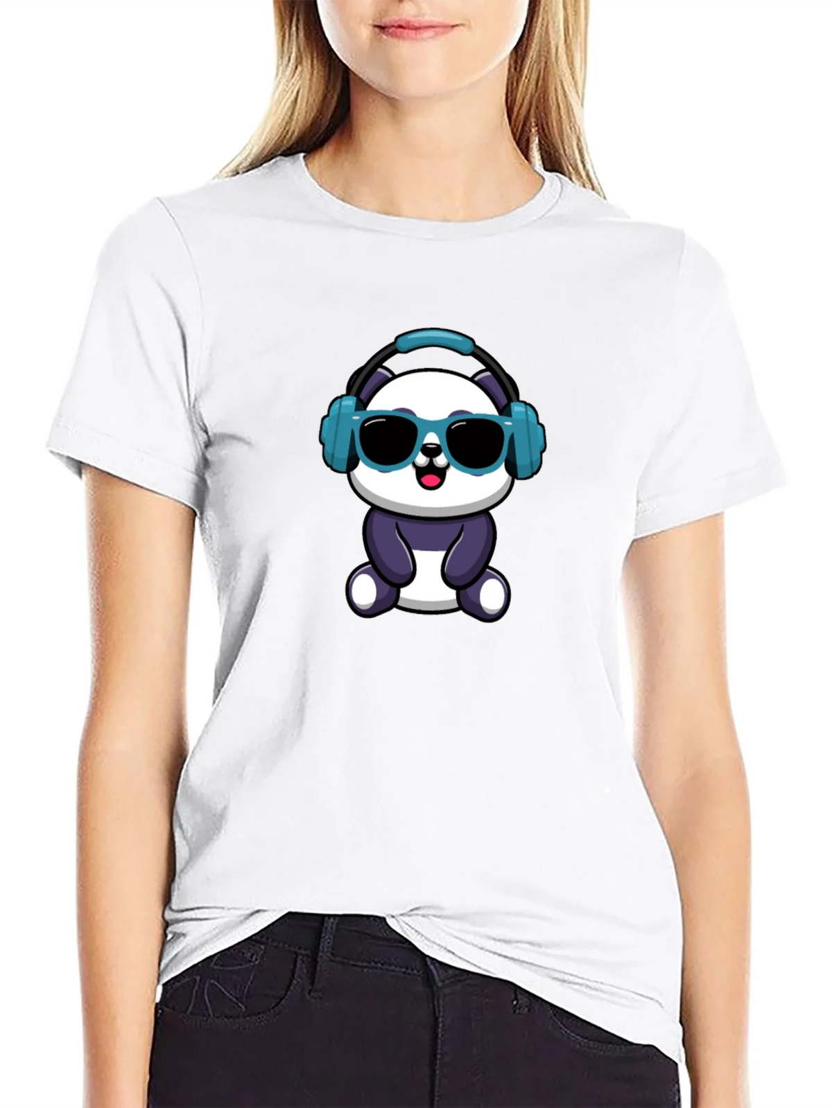 Cool Panda Graphic Tee - Black Cotton T-Shirt product image 8