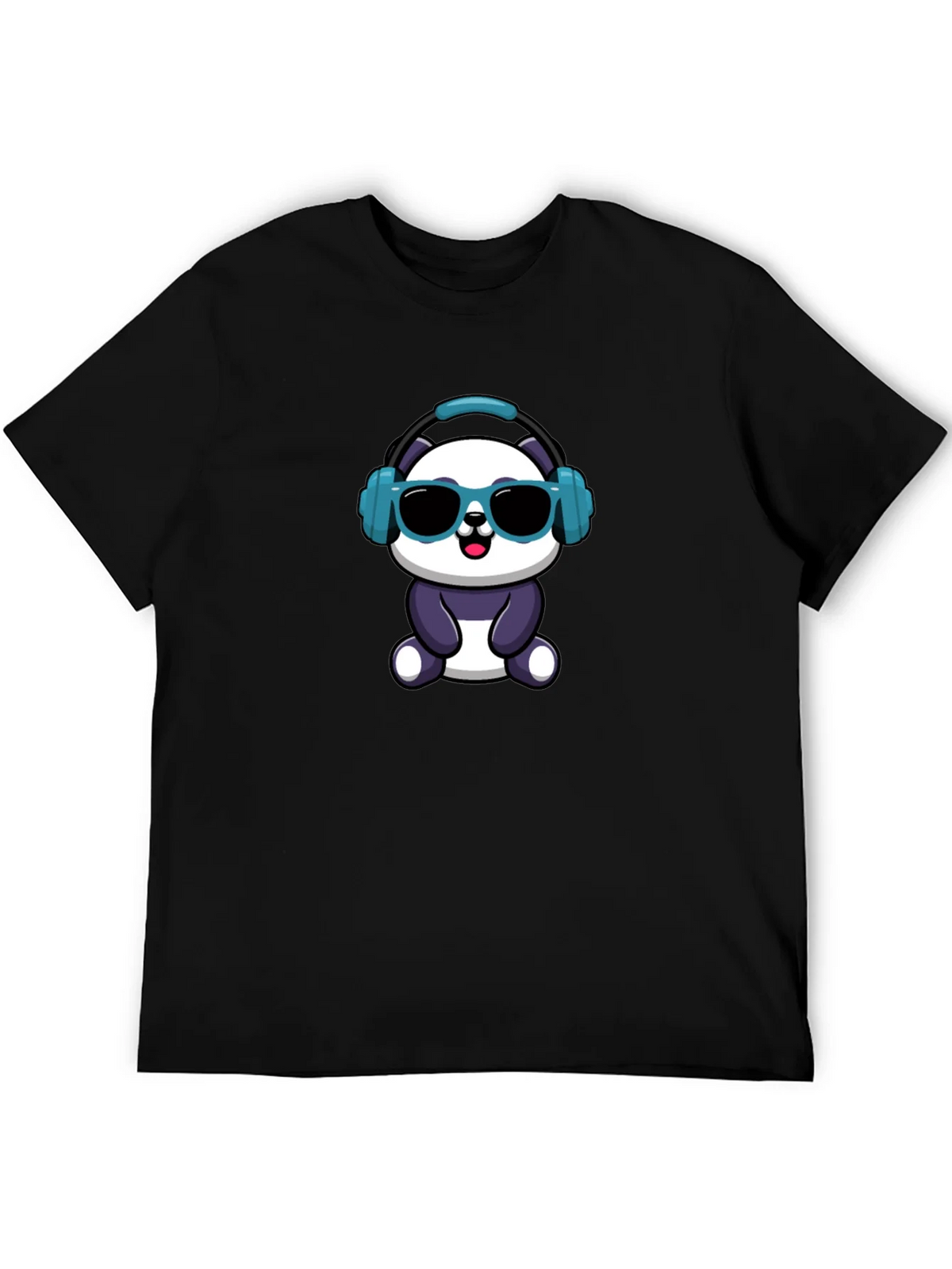 Cool Panda Graphic Tee - Black Cotton T-Shirt product image 5