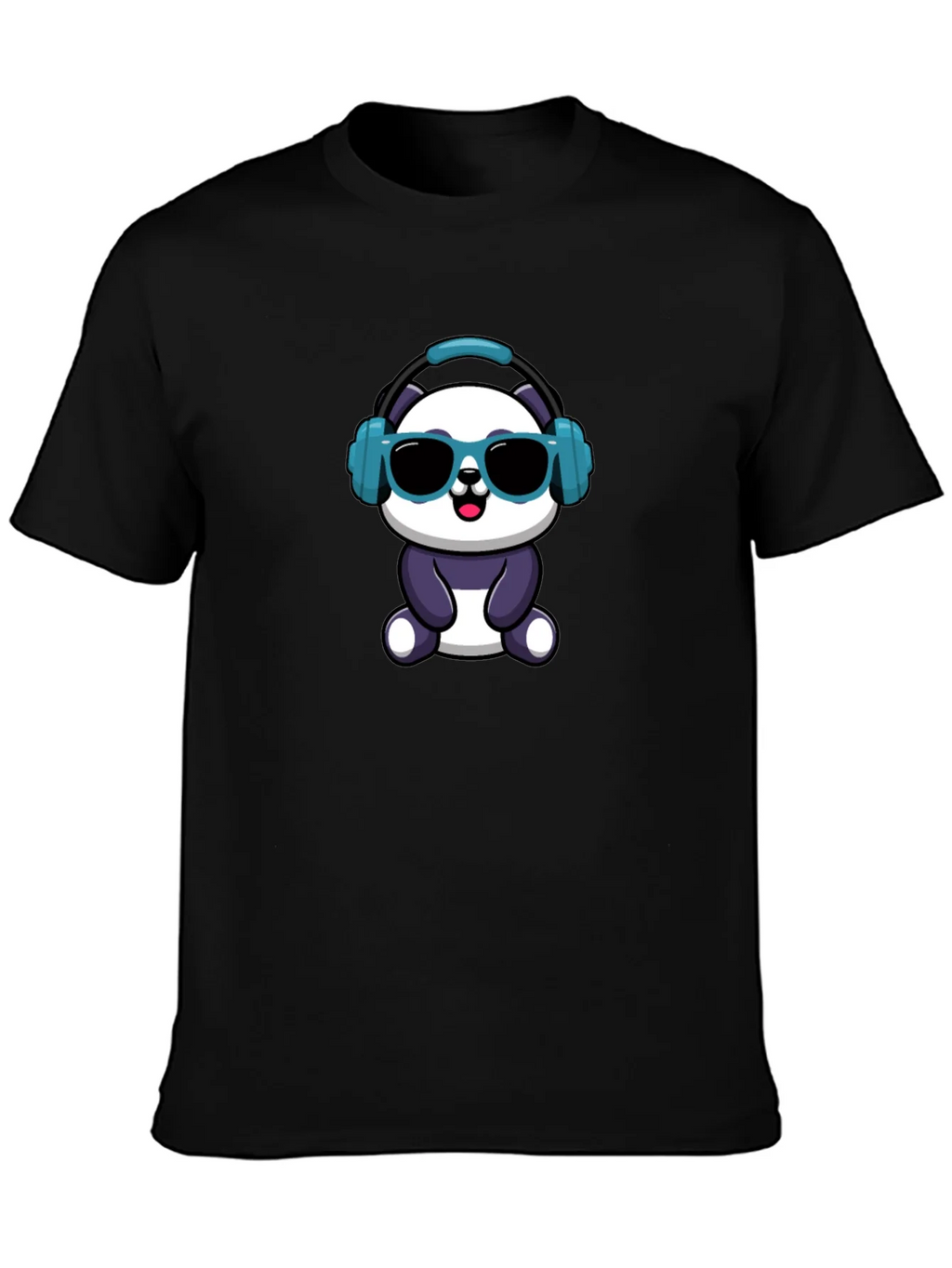 Cool Panda Graphic Tee - Black Cotton T-Shirt product image 3