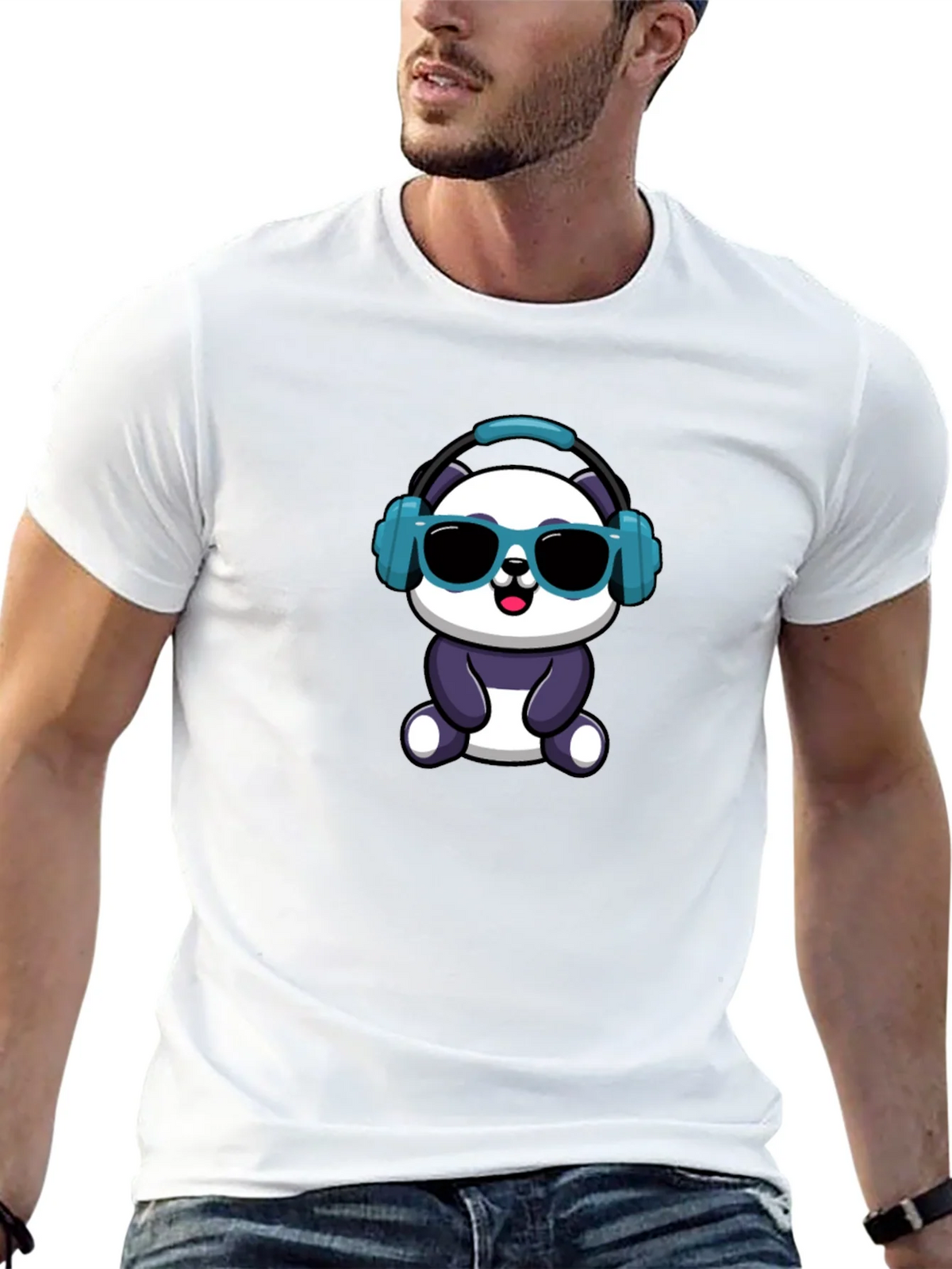 Cool Panda Graphic Tee - Black Cotton T-Shirt product image 12