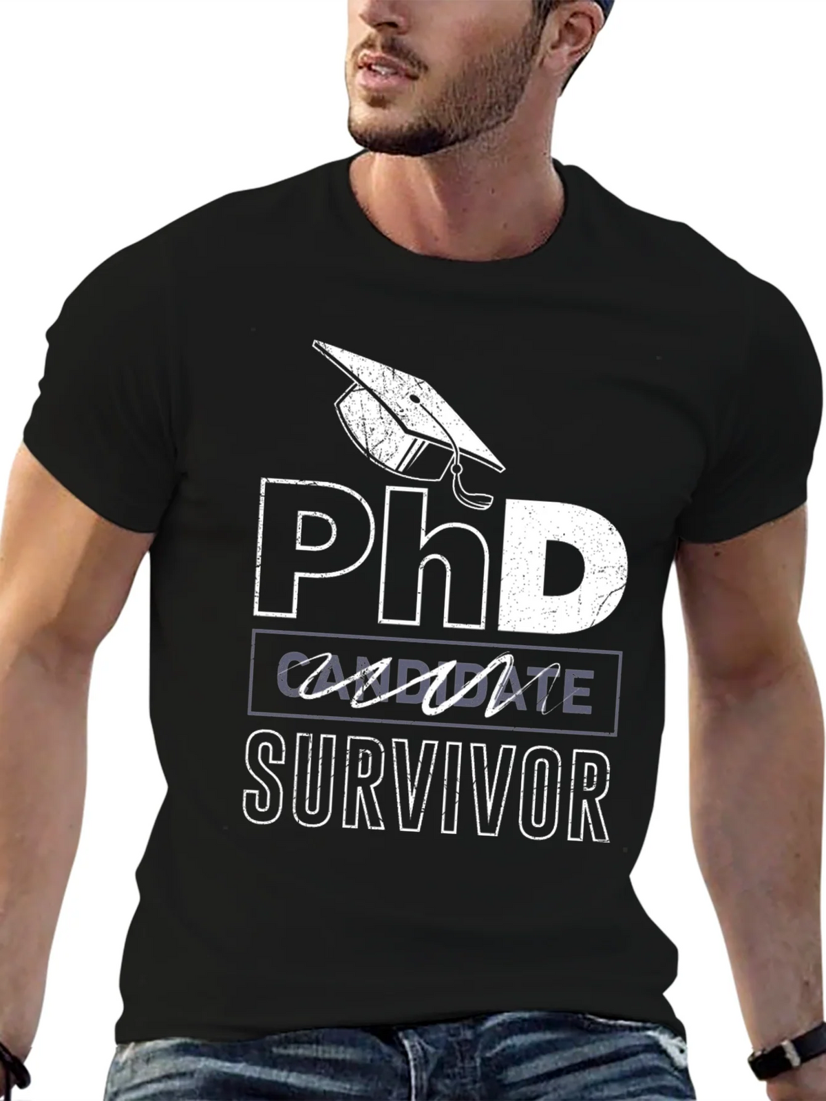 PhD Candidate Survivor Black T-Shirt product image 6