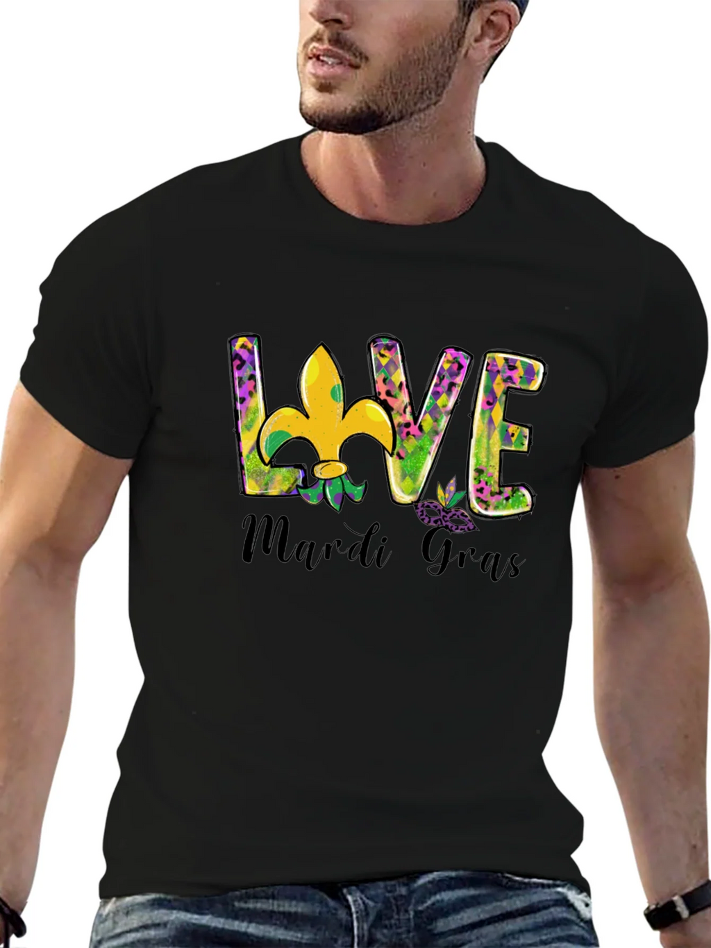 Mardi Gras Love T-Shirt Fleur-de-lis Graphic Tee product image 5