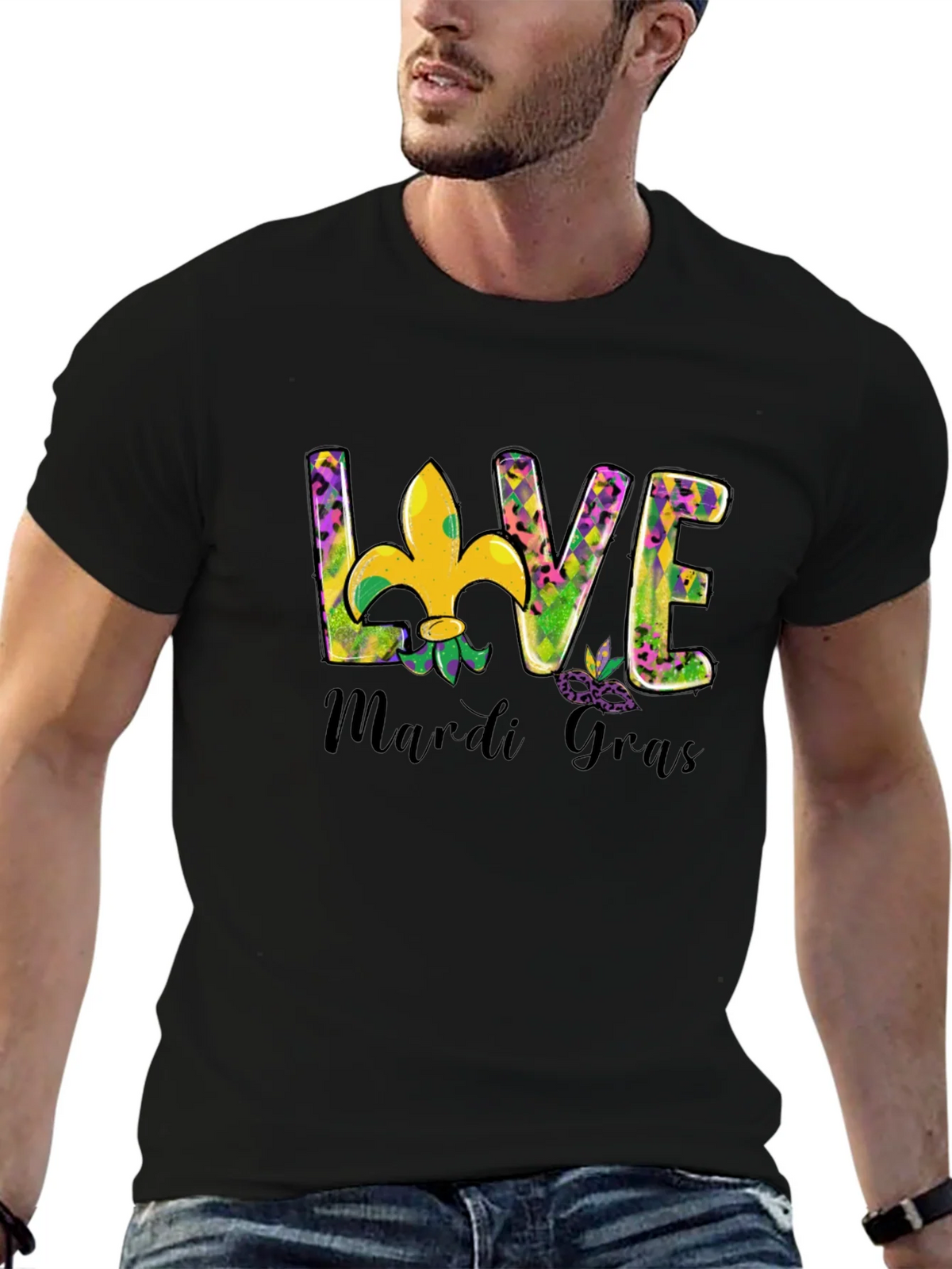 Mardi Gras Love T-Shirt Fleur-de-lis Graphic Tee product image 5