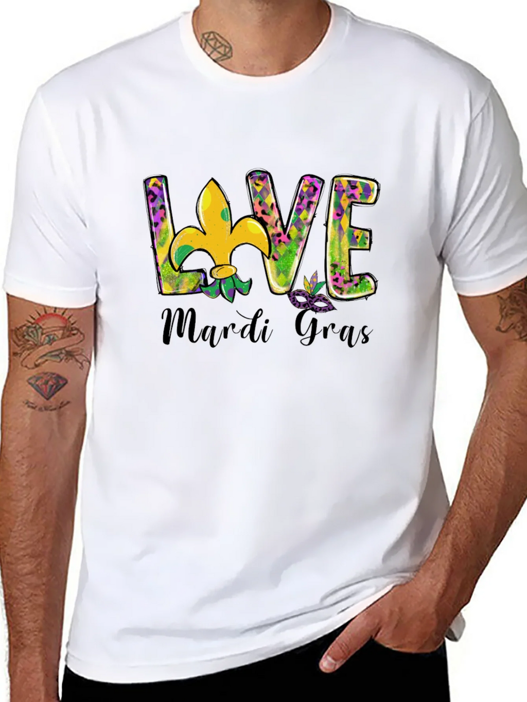 Mardi Gras Love T-Shirt Fleur-de-lis Graphic Tee product image 6