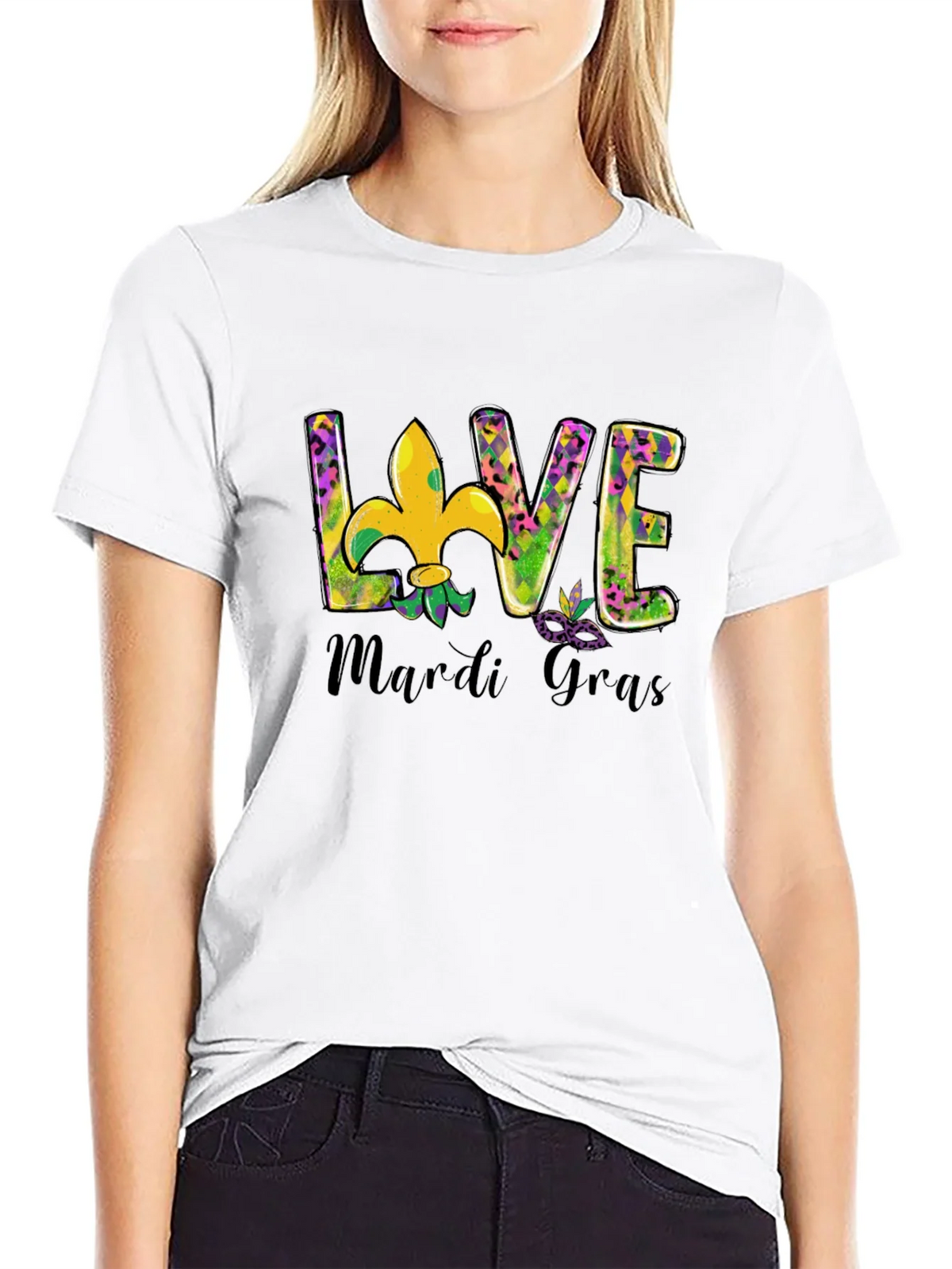 Mardi Gras Love T-Shirt Fleur-de-lis Graphic Tee product image 7
