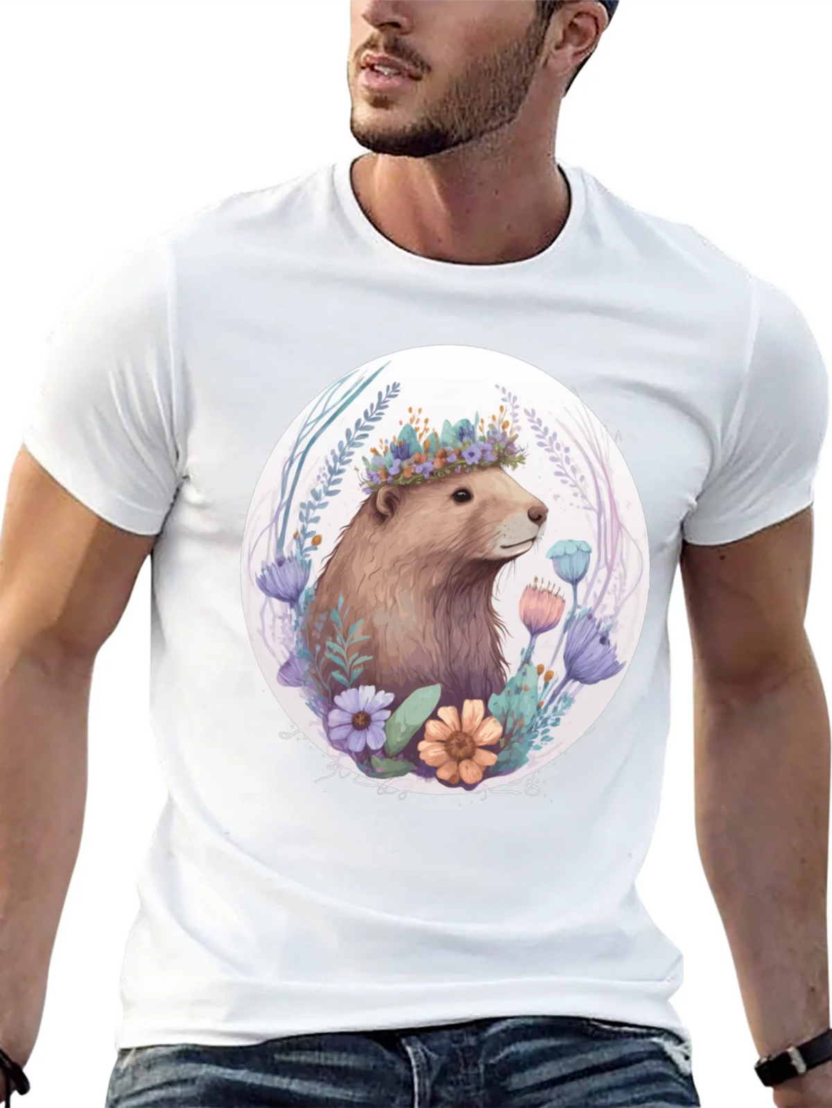 Floral Crown Beaver Graphic T-Shirt product image 12