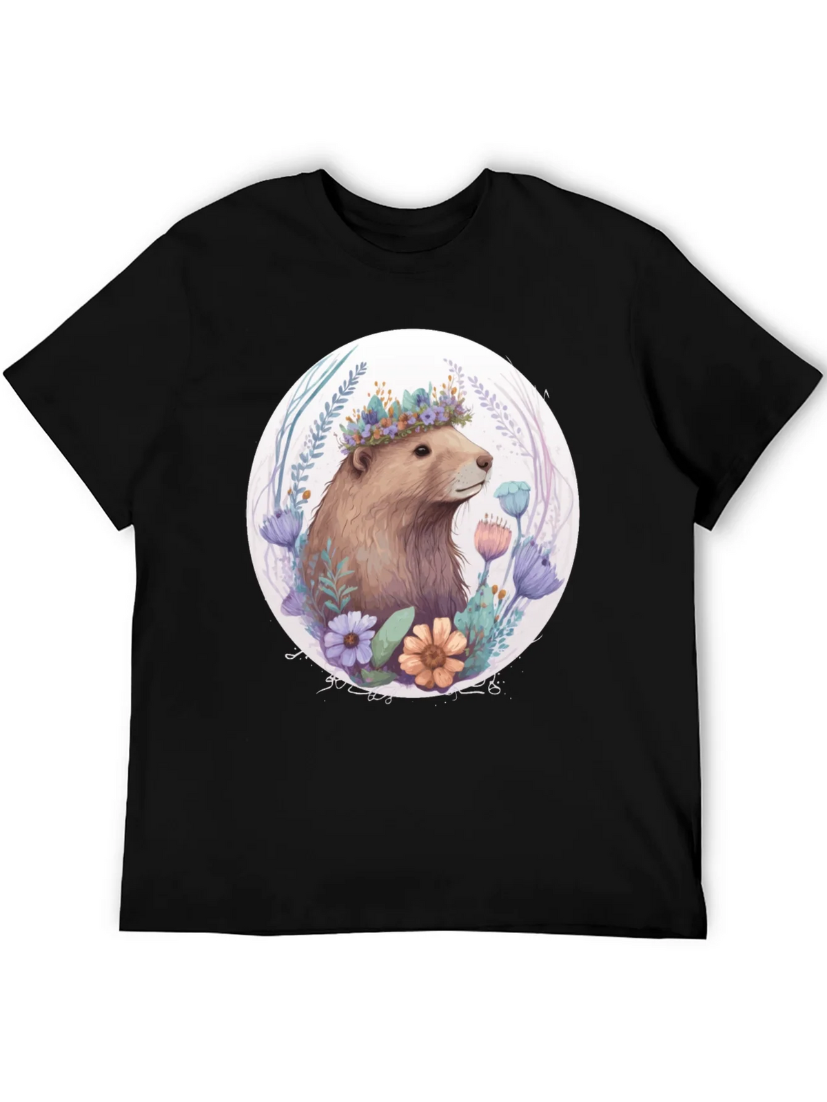 Floral Crown Beaver Graphic T-Shirt product image 5