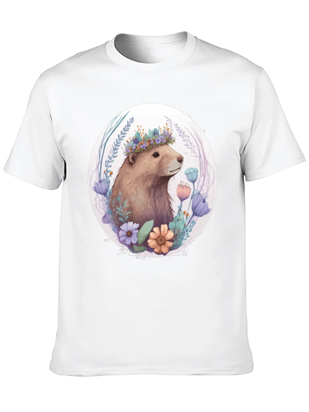Floral Crown Beaver Graphic T-Shirt product image 9