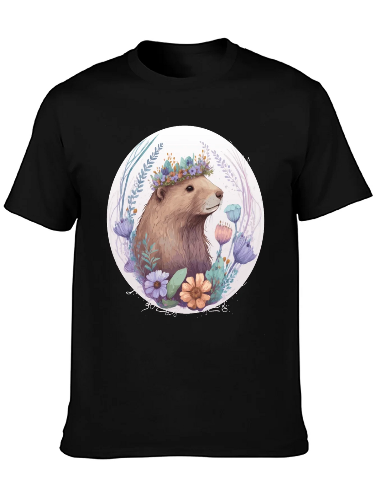 Floral Crown Beaver Graphic T-Shirt product image 3
