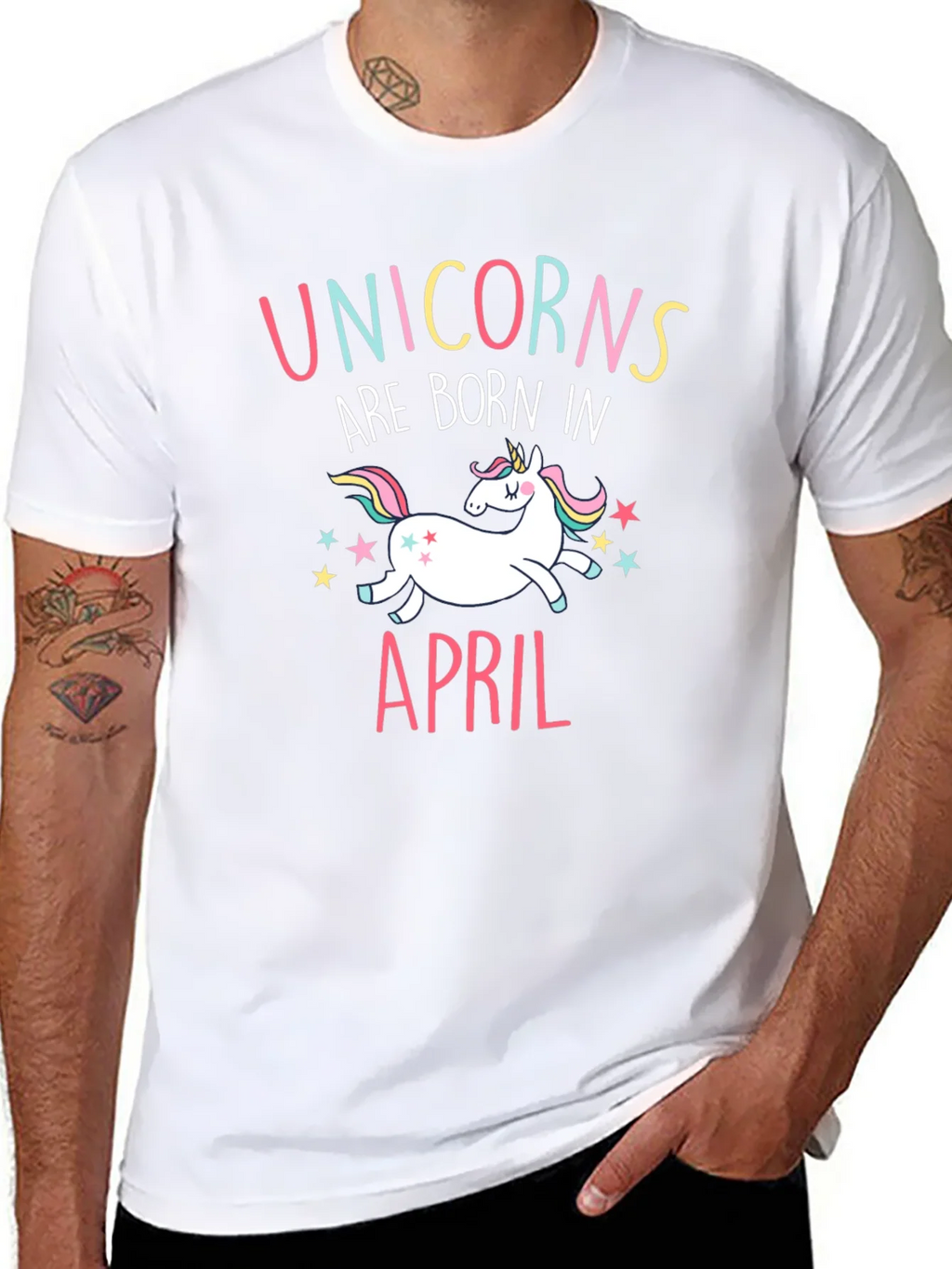 Unicorns Are Born In April Black T-Shirt product image 7