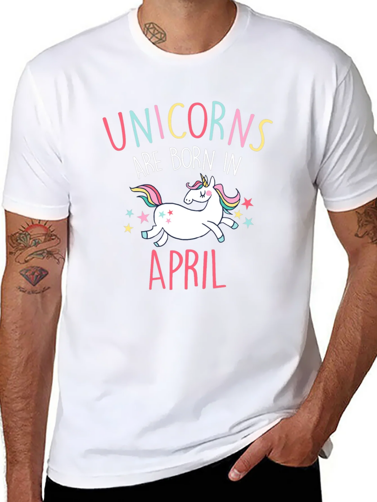 Unicorns Are Born In April Black T-Shirt product image 7