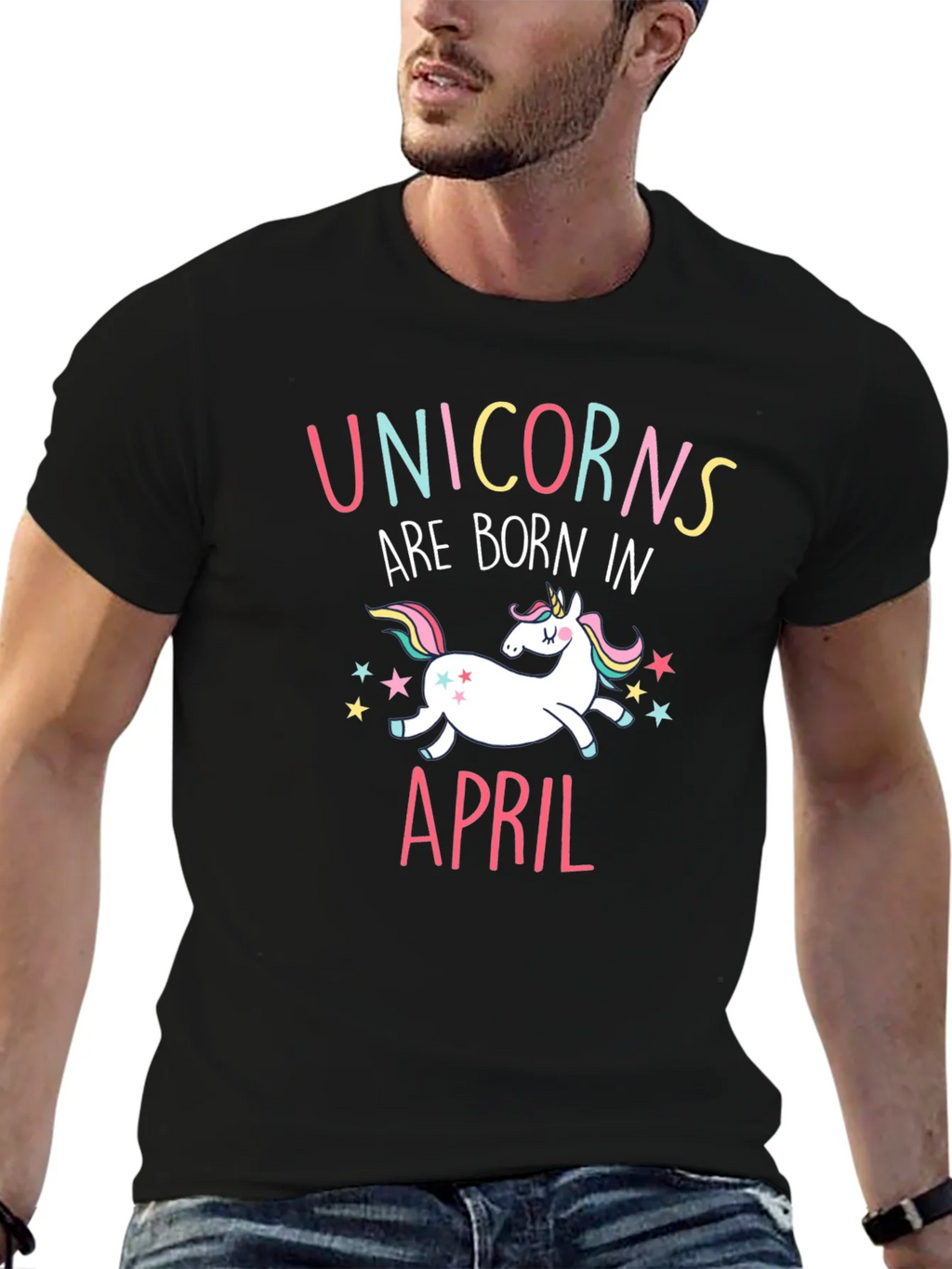 Unicorns Are Born In April Black T-Shirt product image 6