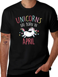 Unicorns Are Born In April Black T-Shirt product image 1