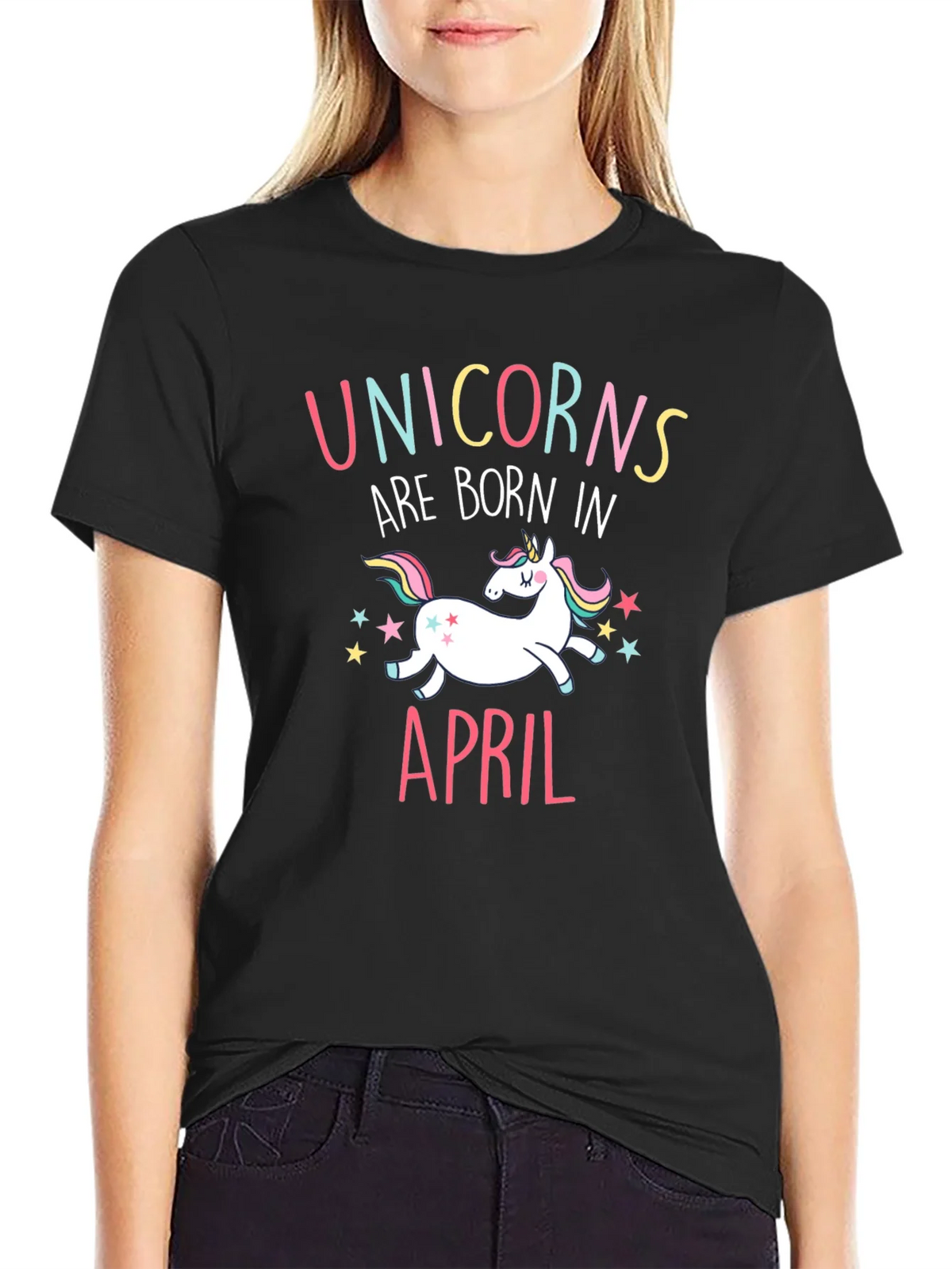 Unicorns Are Born In April Black T-Shirt product image 2