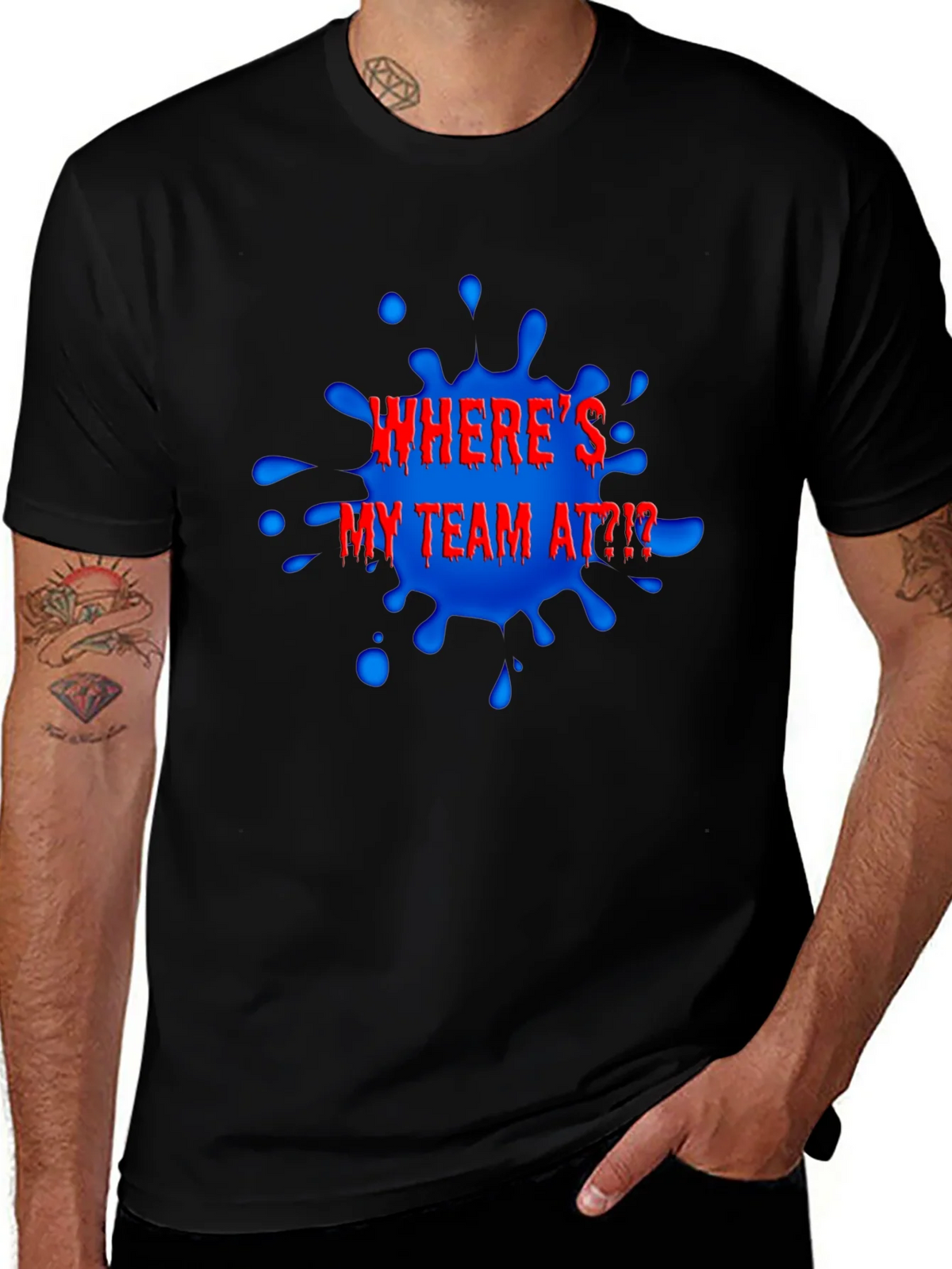 Wheres My Team At?! Black Graphic Tee product image 1