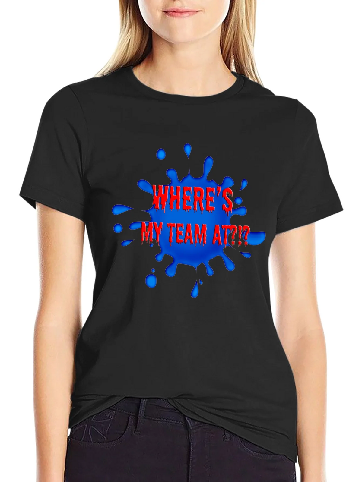 Wheres My Team At?! Black Graphic Tee product image 2