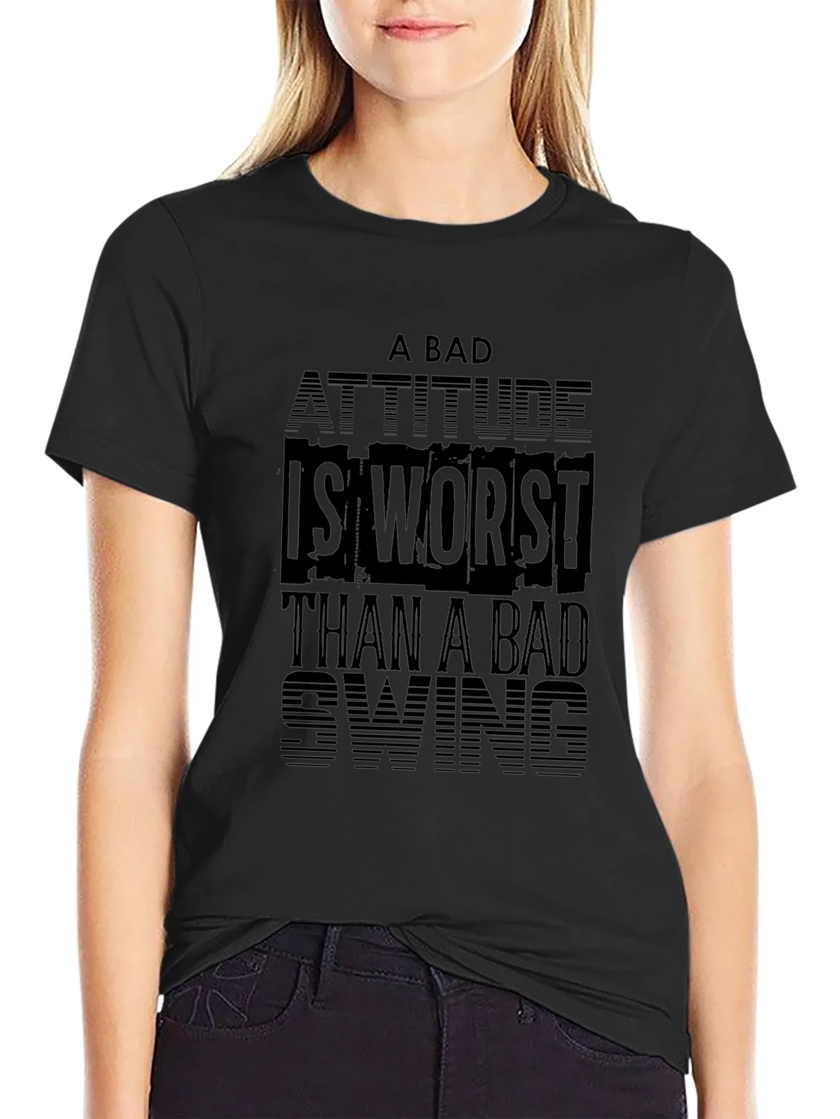 Bad Attitude Worse Than Swing Black T-Shirt product image 2