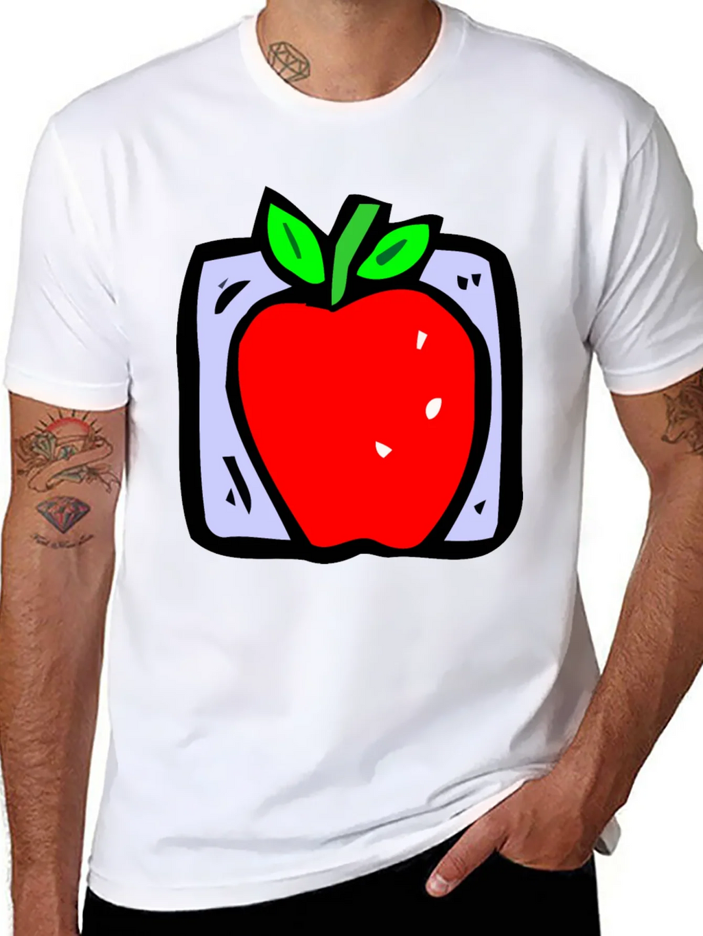 Apple Graphic Black T-Shirt - Fun Fruit Design product image 7