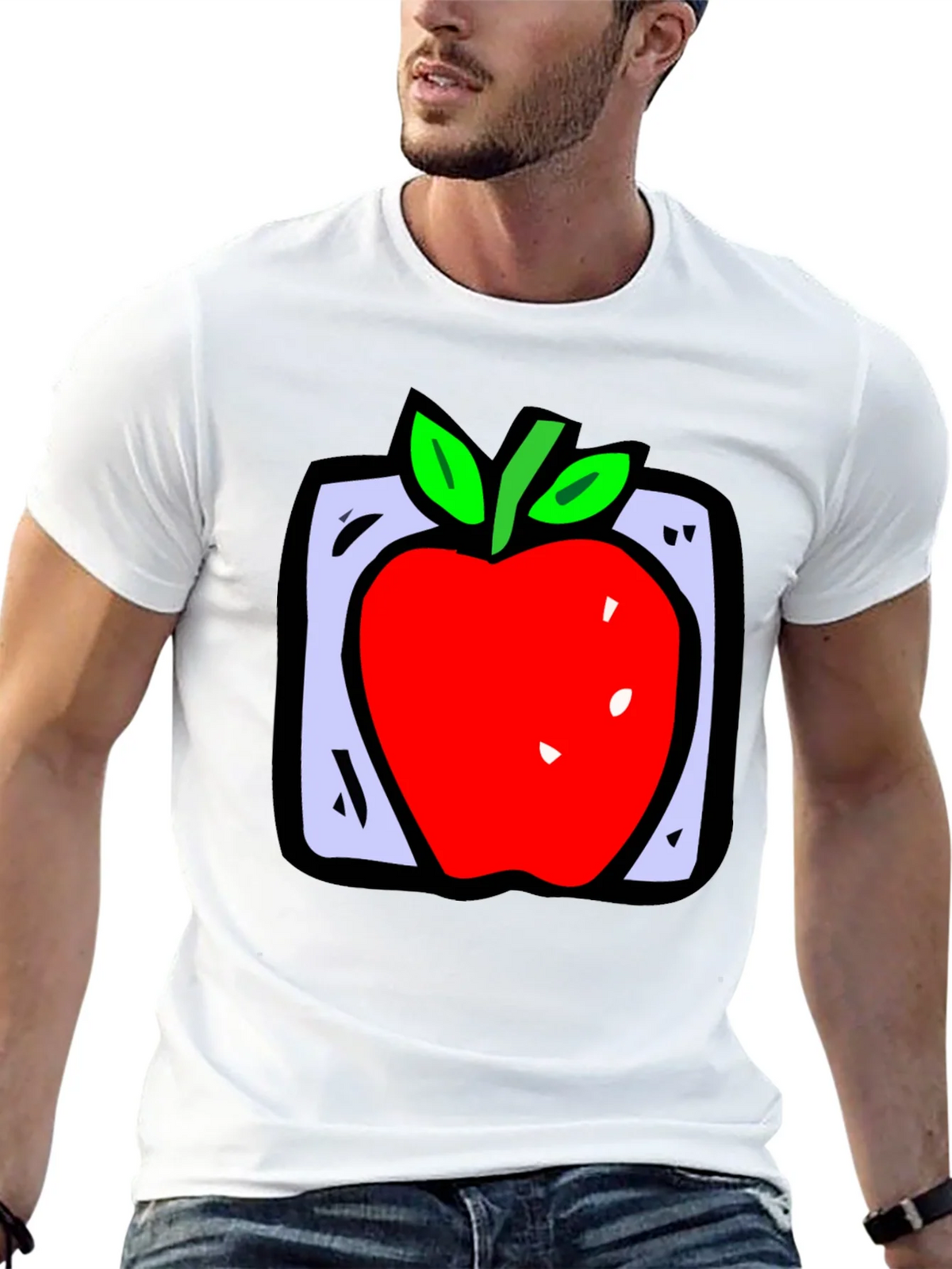 Apple Graphic Black T-Shirt - Fun Fruit Design product image 12