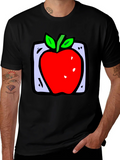 Apple Graphic Black T-Shirt - Fun Fruit Design product image 1