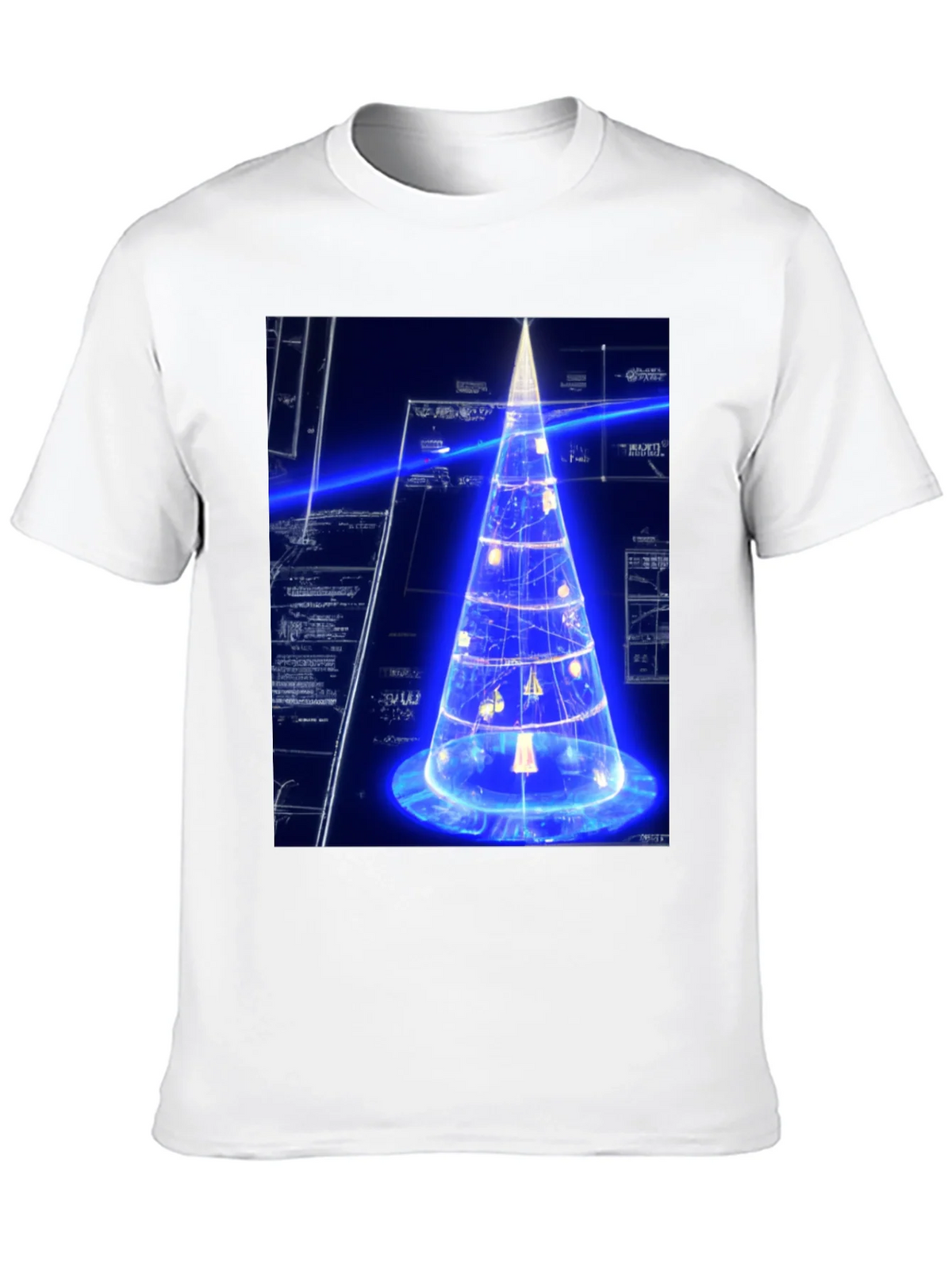 Futuristic Tech Christmas Tree Black T-Shirt product image 9