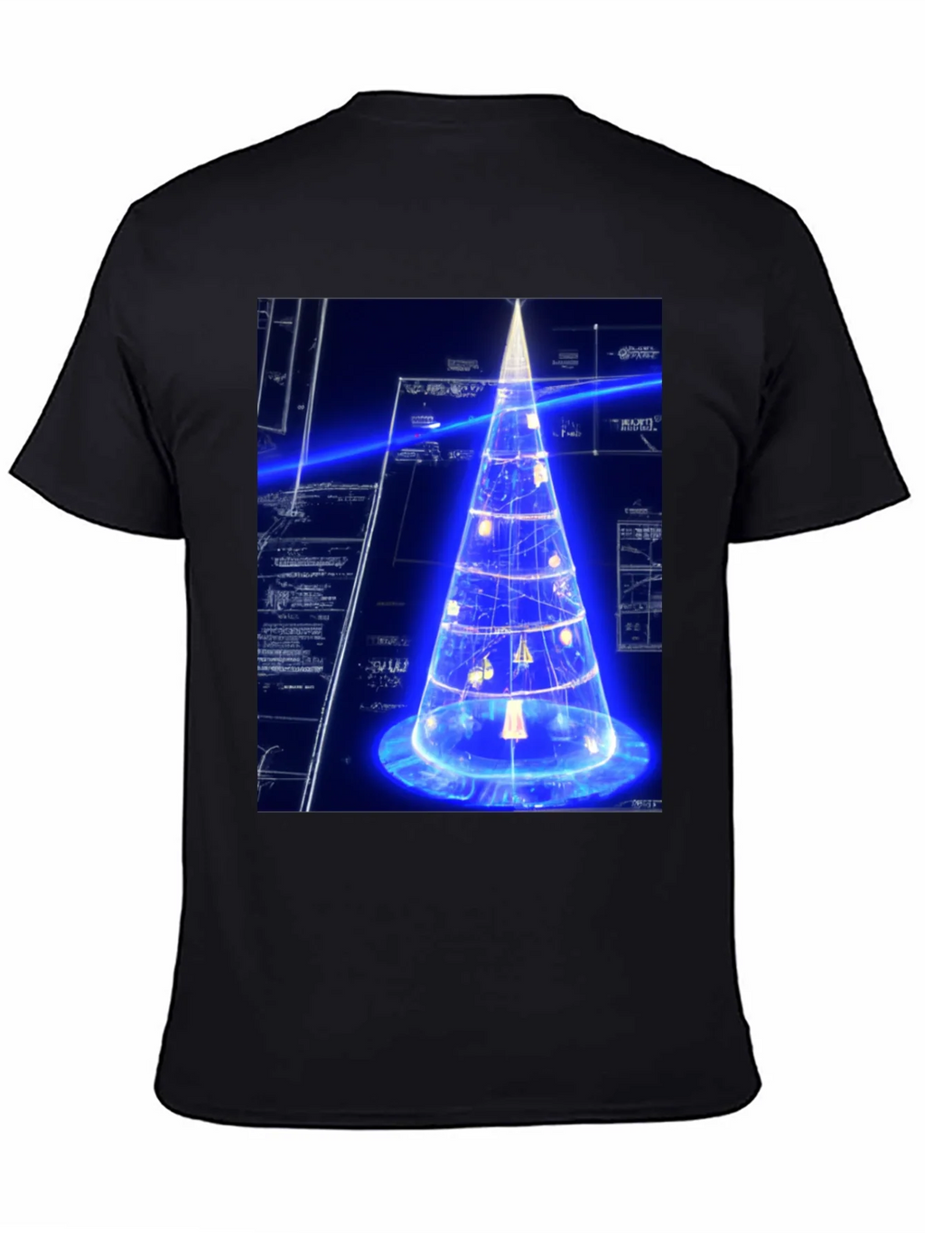 Futuristic Tech Christmas Tree Black T-Shirt product image 4