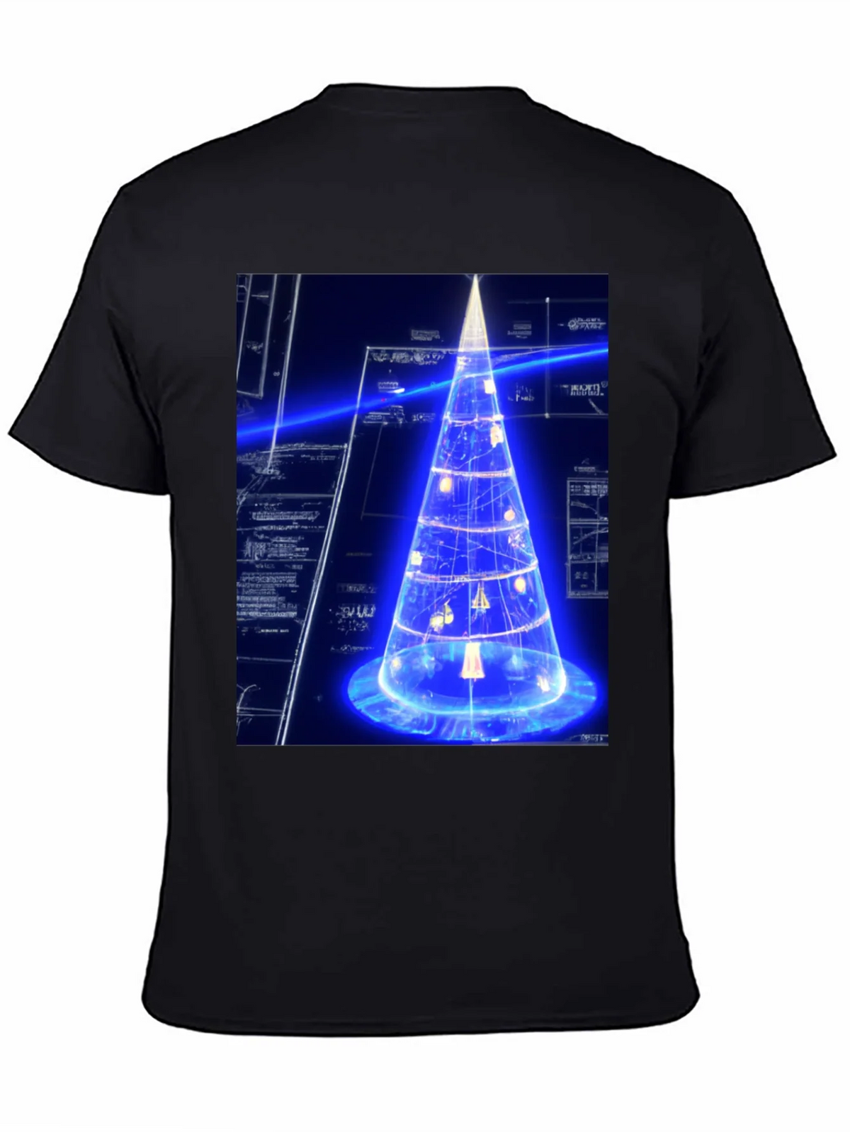 Futuristic Tech Christmas Tree Black T-Shirt product image 4