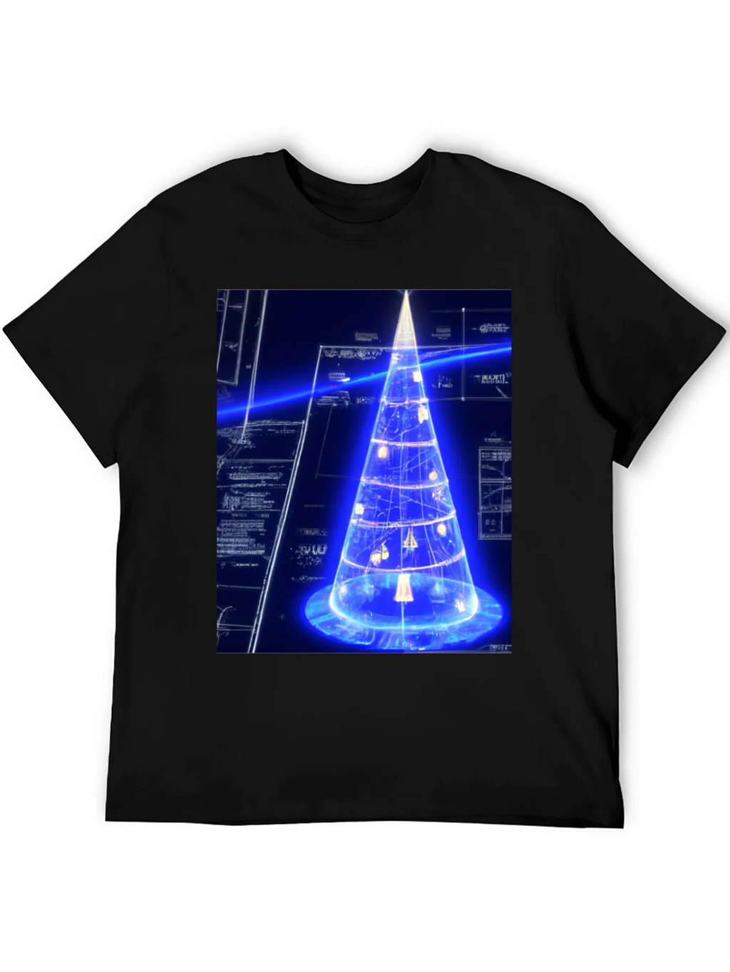 Futuristic Tech Christmas Tree Black T-Shirt product image 5