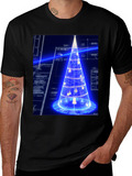 Futuristic Tech Christmas Tree Black T-Shirt product image 1