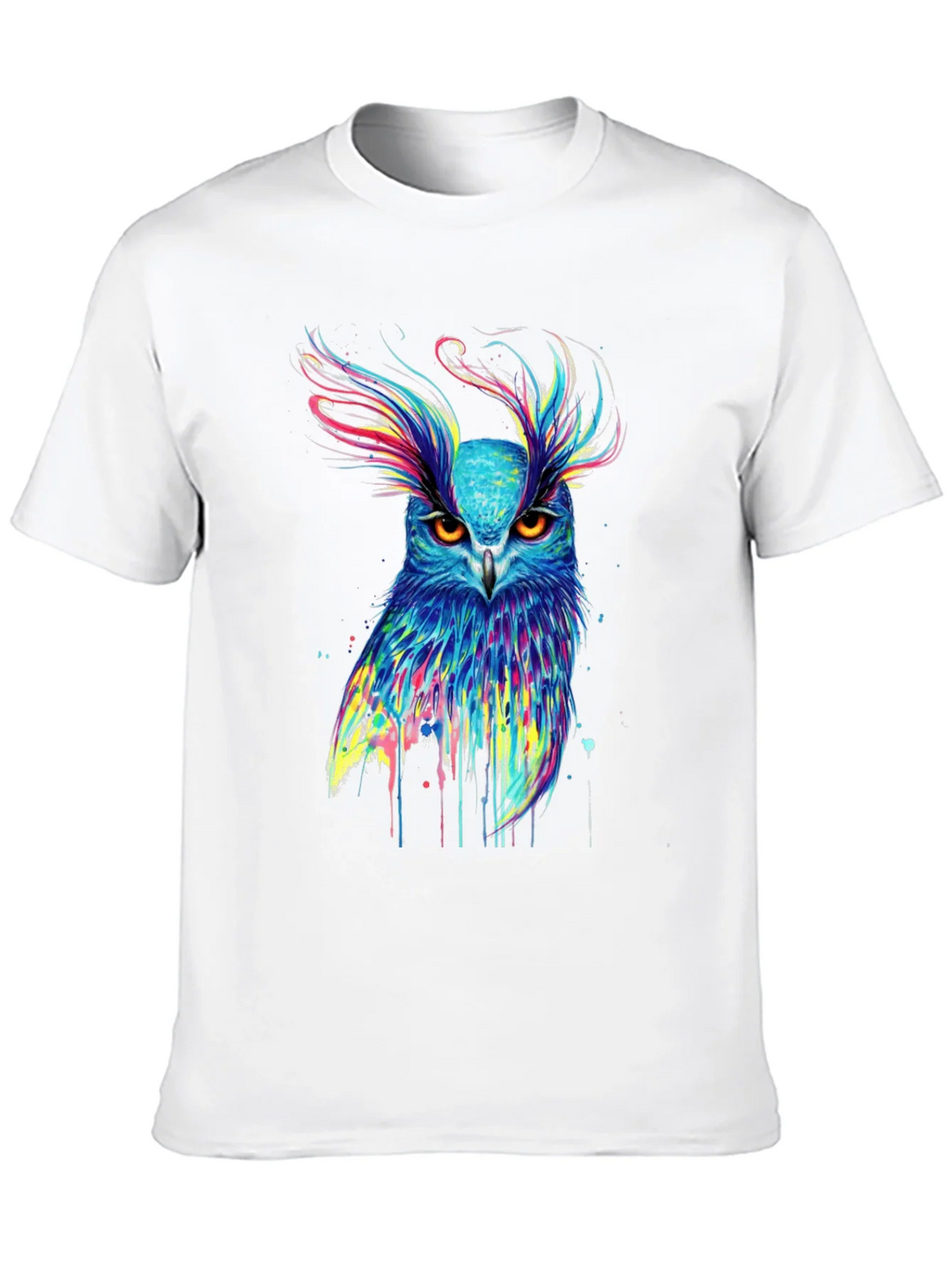 Colorful Owl Graphic Print Black T-Shirt product image 9