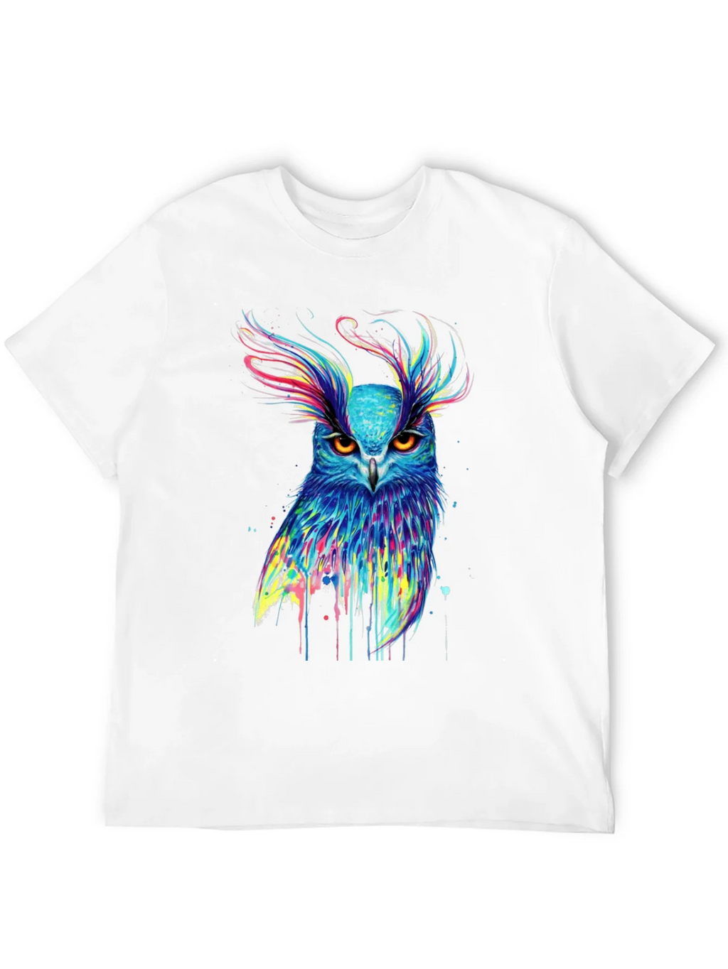 Colorful Owl Graphic Print Black T-Shirt product image 11