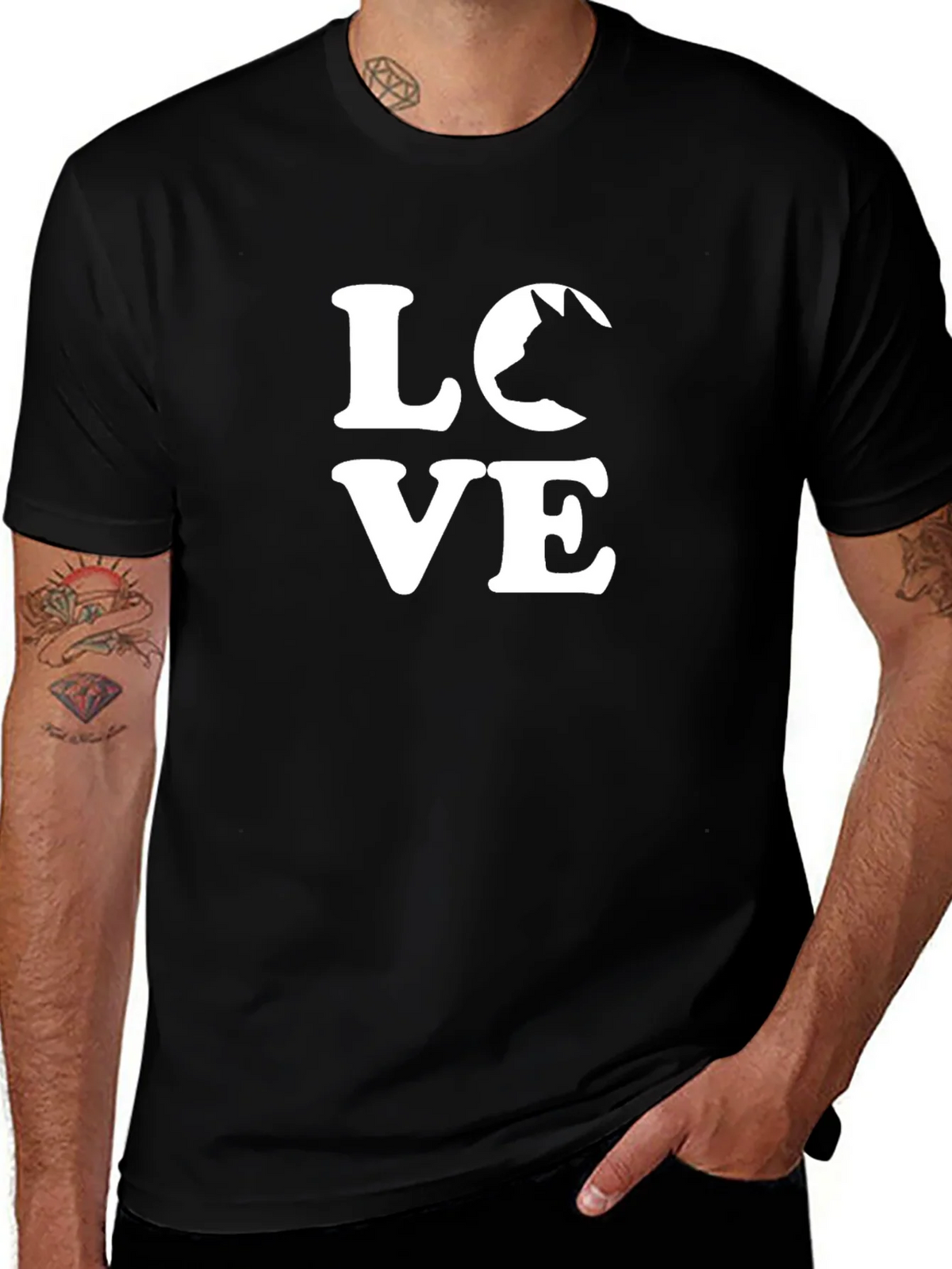 Love Dog Graphic Tee - Black Cotton Blend Casual T-Shirt product image 1
