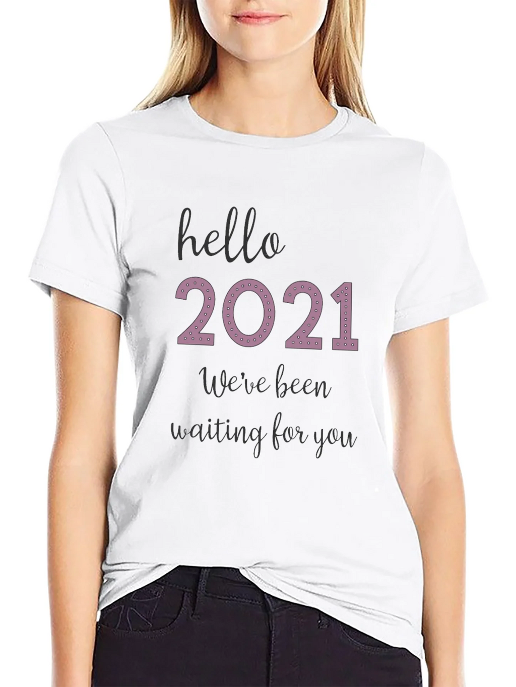 Hello 2021 Tee - Comfy Black Graphic T-Shirt product image 8