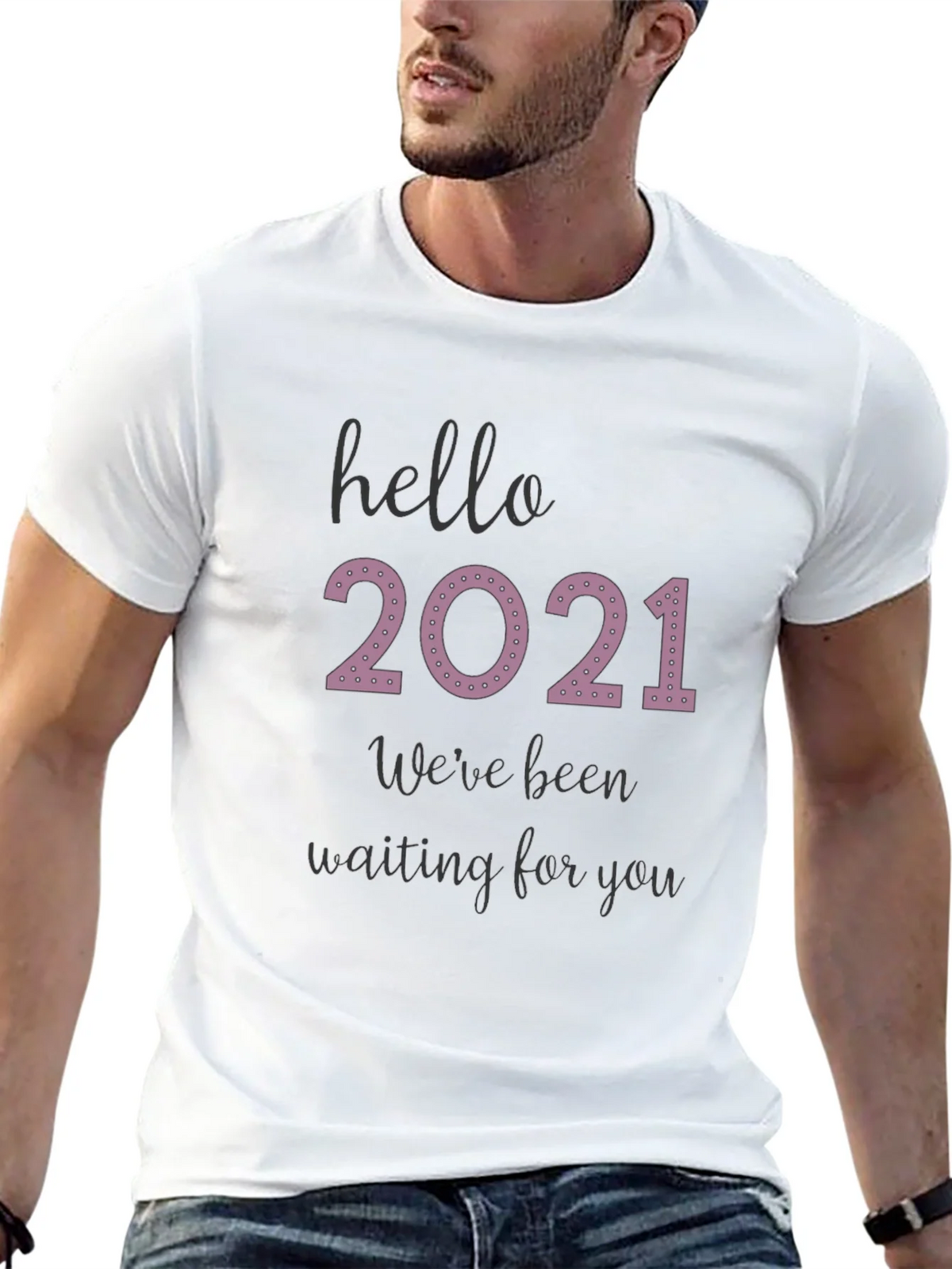 Hello 2021 Tee - Comfy Black Graphic T-Shirt product image 12