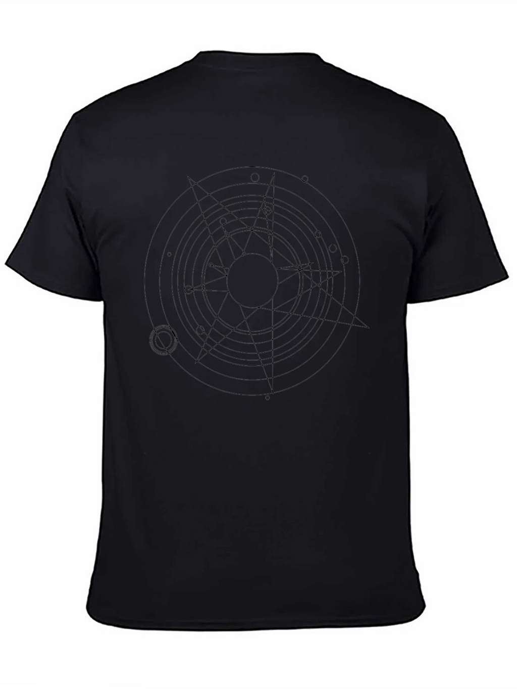 Geometric Circle Star Graphic Black T-Shirt product image 4