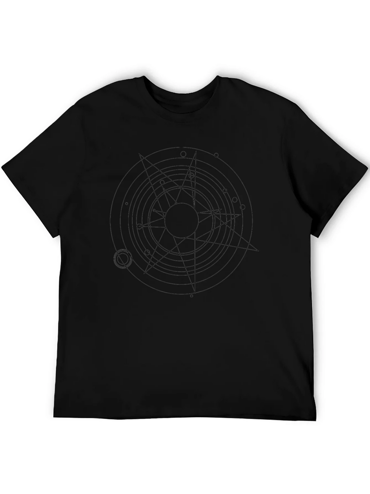 Geometric Circle Star Graphic Black T-Shirt product image 5
