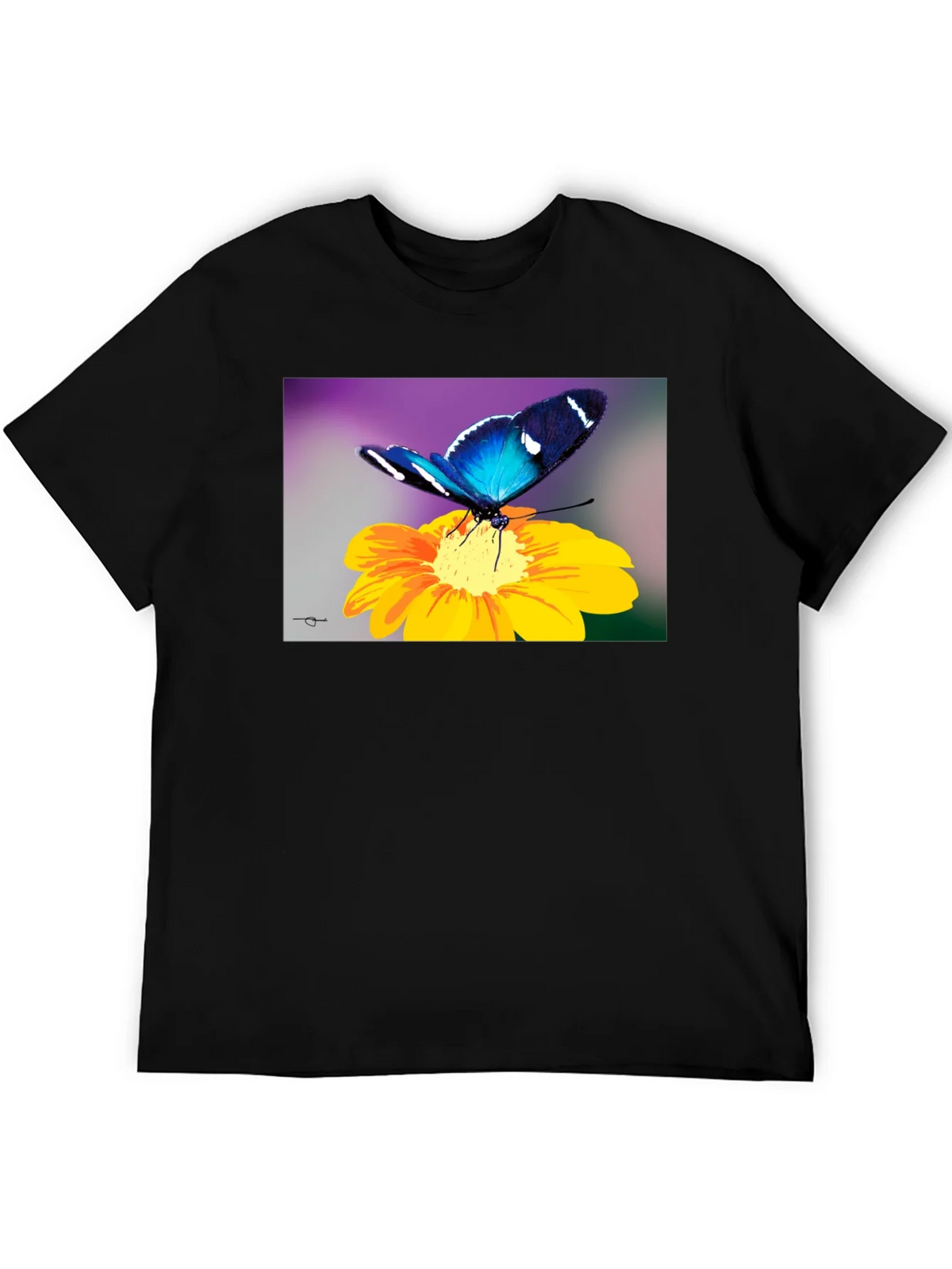 Butterfly on Flower Graphic T-Shirt product image 1