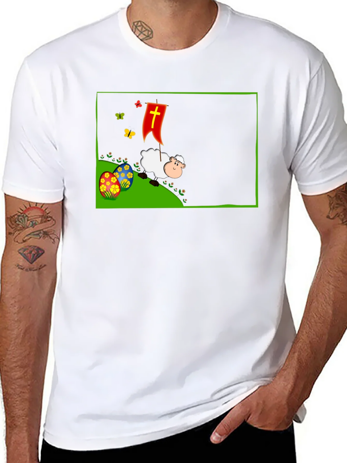 Easter Sheep Graphic T-Shirt - Black product image 7