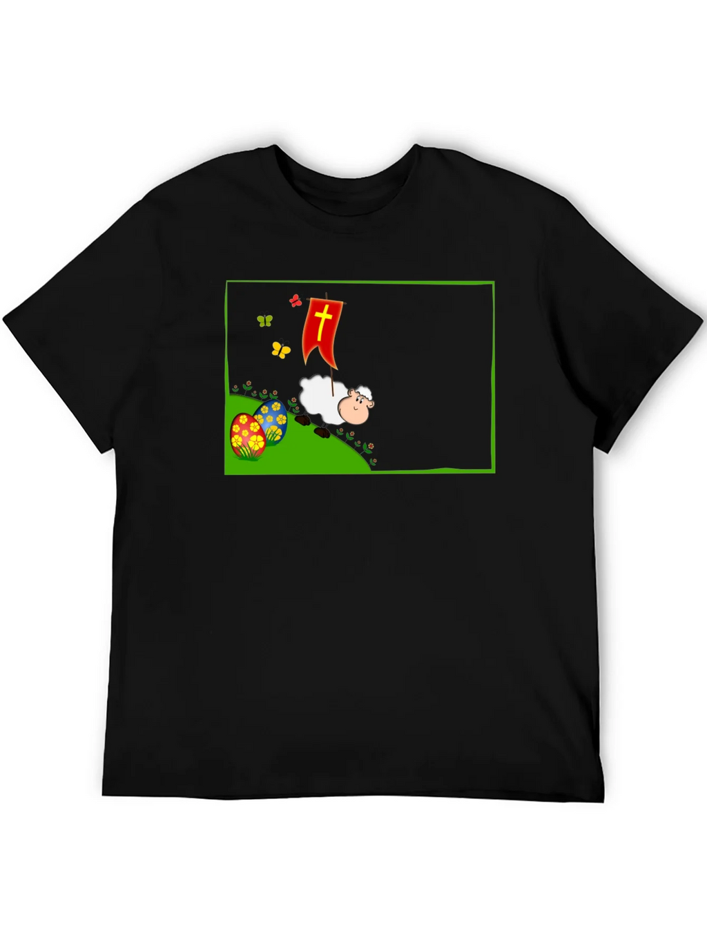 Easter Sheep Graphic T-Shirt - Black product image 5
