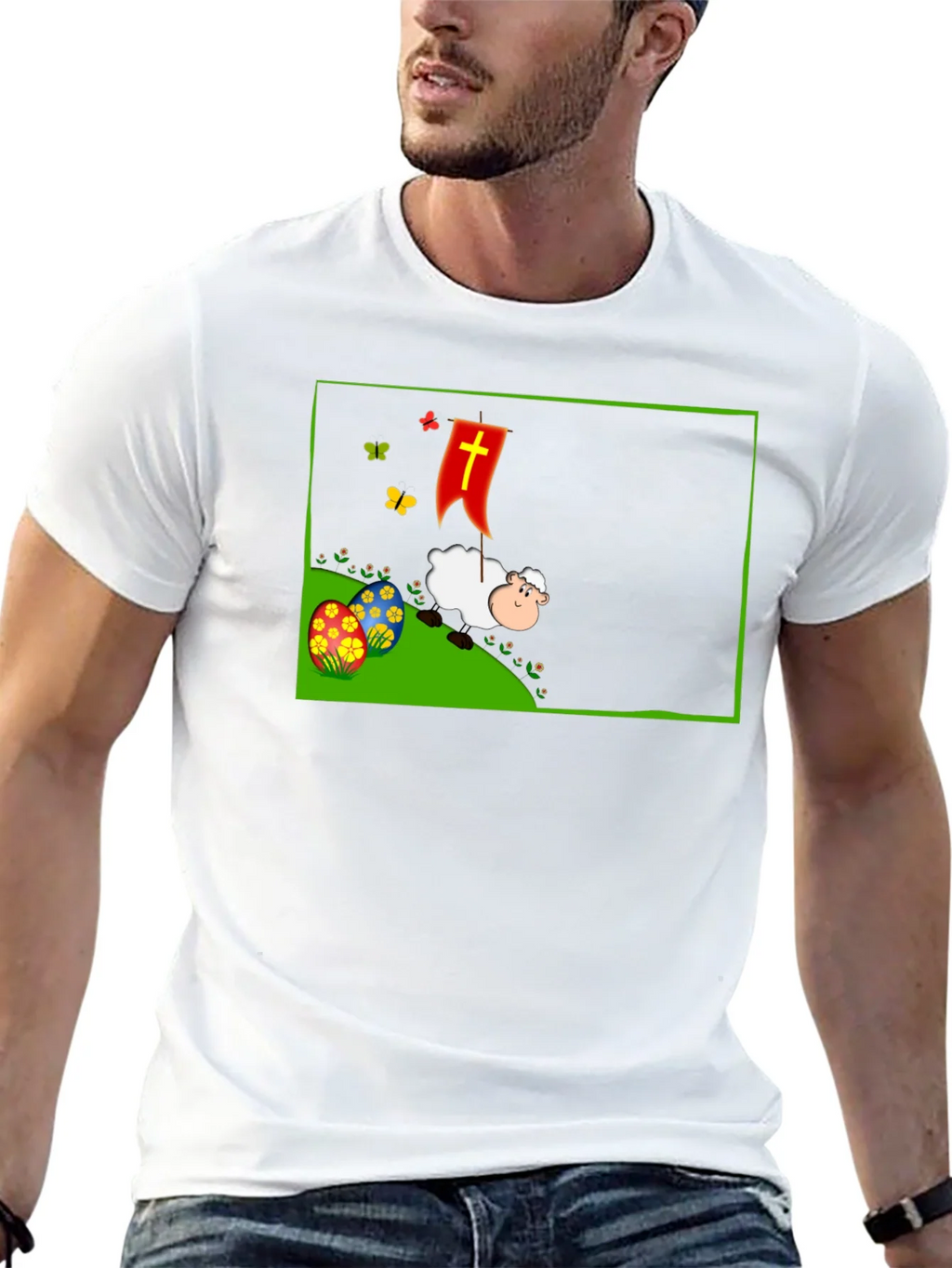 Easter Sheep Graphic T-Shirt - Black product image 12