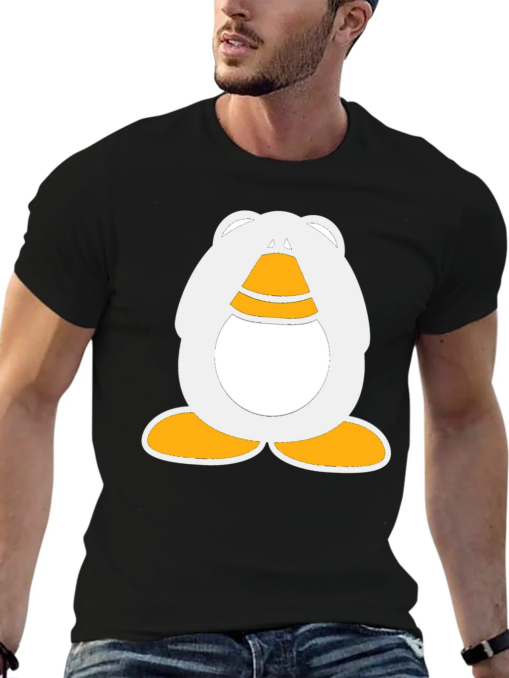 Cartoon Penguin Graphic Black T-Shirt product image 5