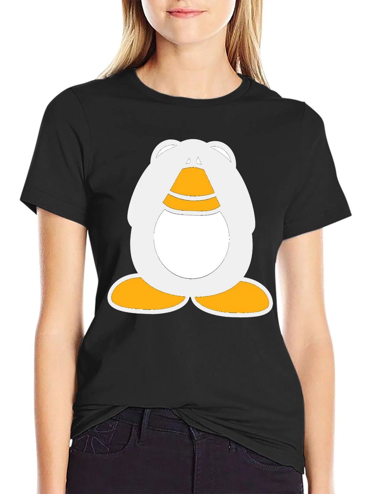 Cartoon Penguin Graphic Black T-Shirt product image 1